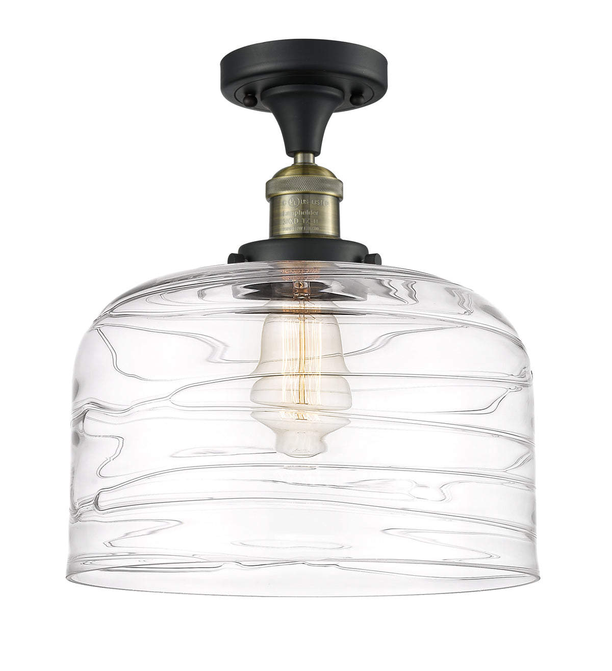 Bell 12-Inch 1-Light Semi-Flush Mount with LED Bulb 11.5-Inch Shade Dimmable