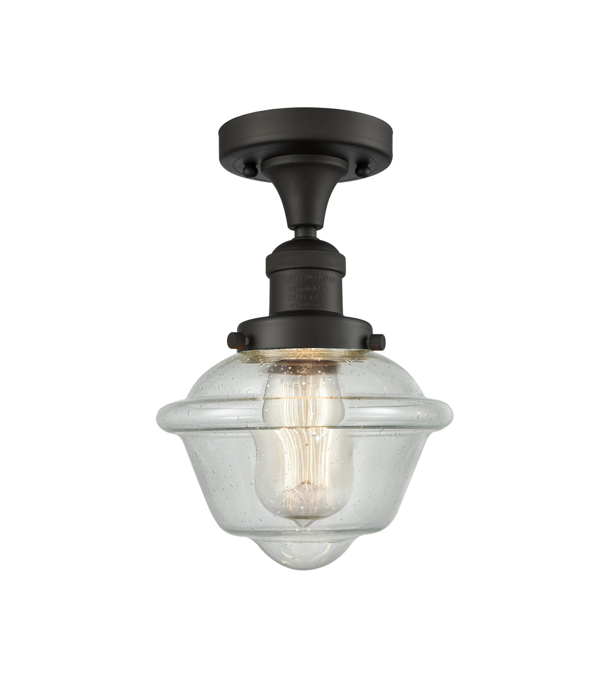Oxford 8-Inch 1-Light Semi-Flush Mount with LED Bulb 11-Inch High