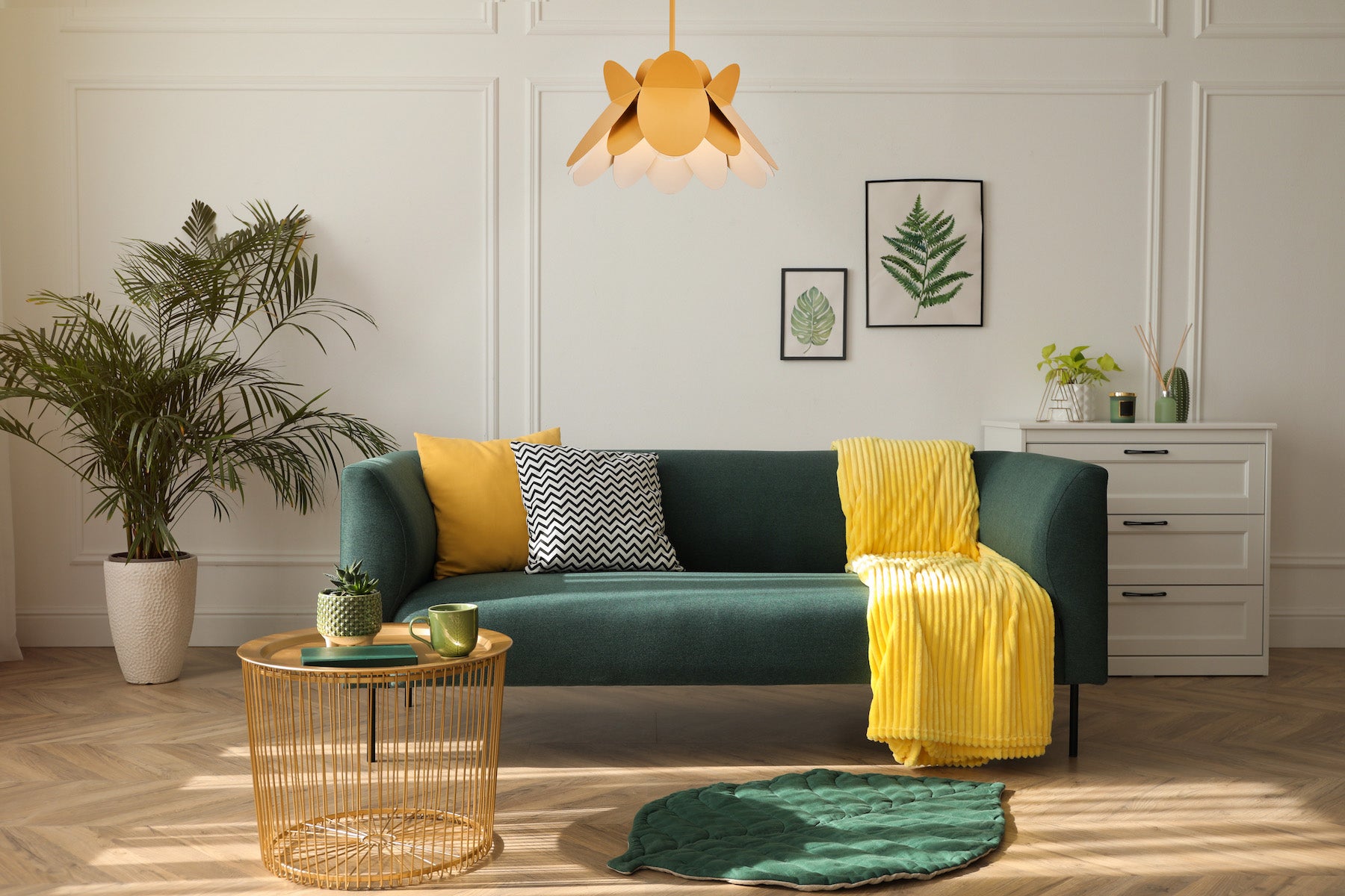 21'' Flor 1 Light White and Yellow Pendant