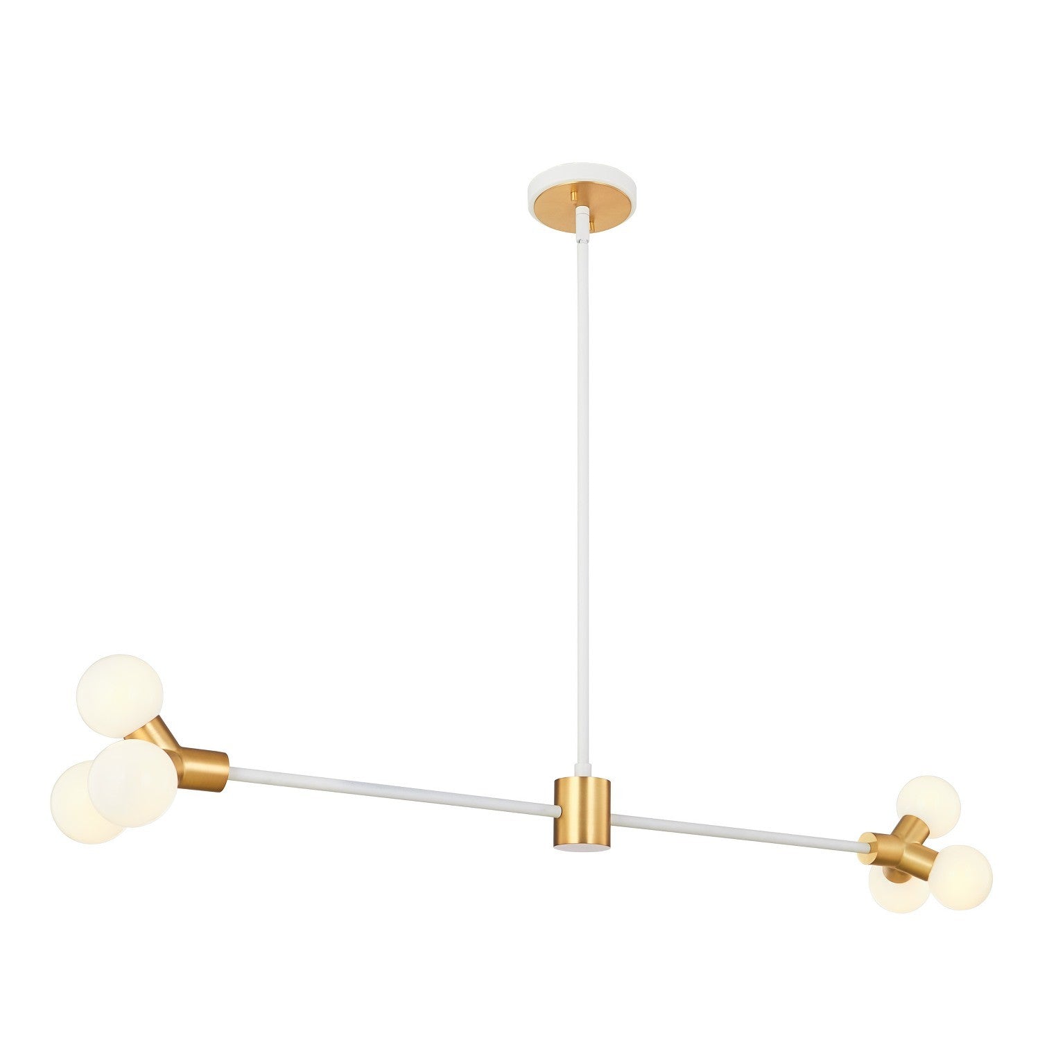6.5'' Tres 6 Light White and New Brass Linear Pendant