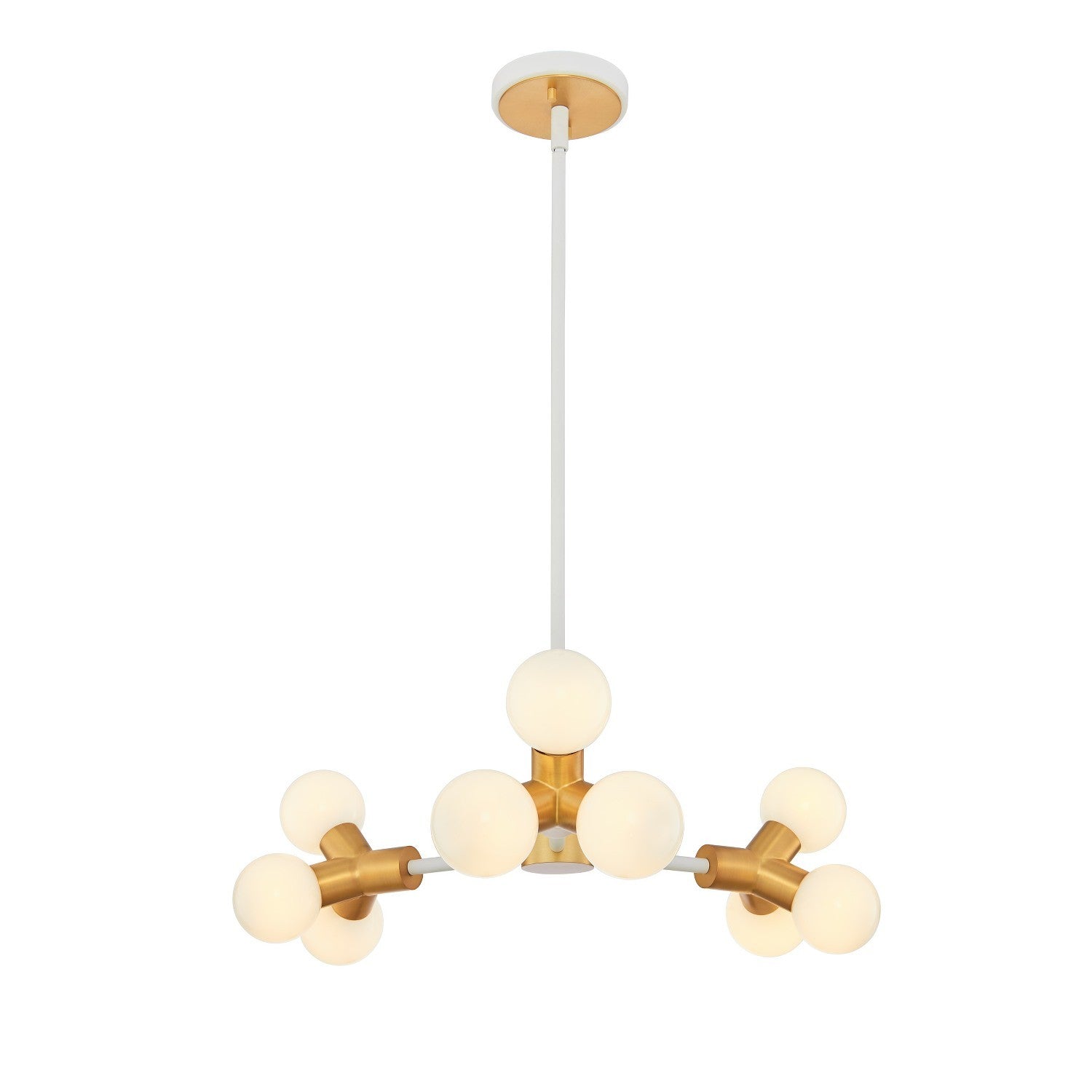 6.5'' Tres 9 Light White and New Brass Chandelier