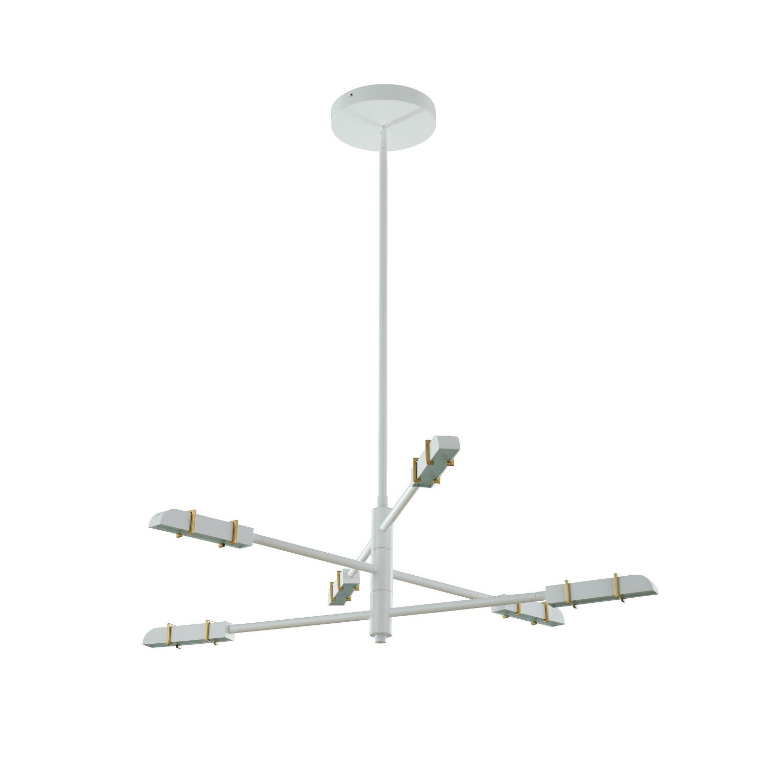 19'' Concorde 6 Light Satin Brass and Matte White Chandelier