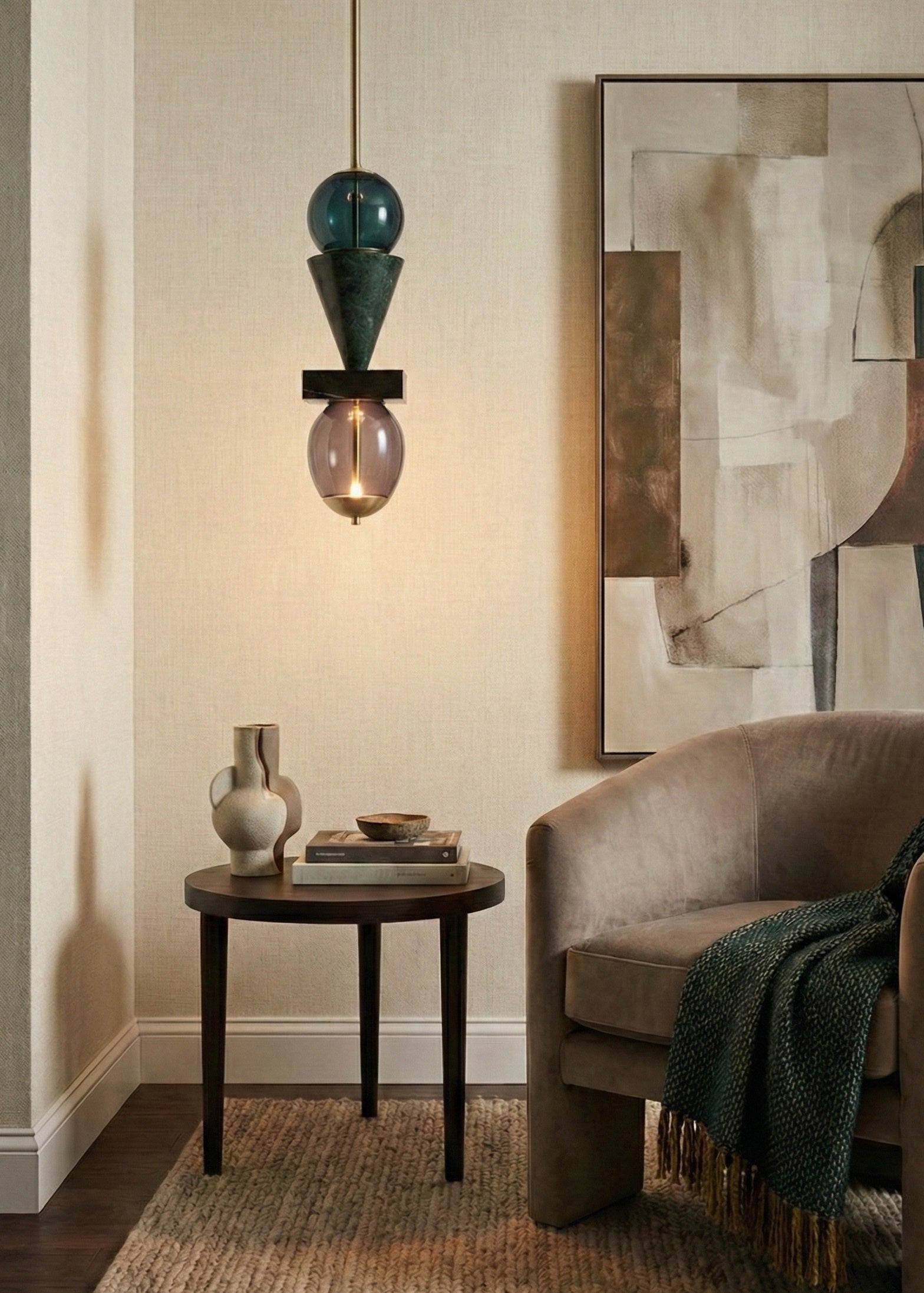 24'' Demi 2 Light Winter Brass Pendant