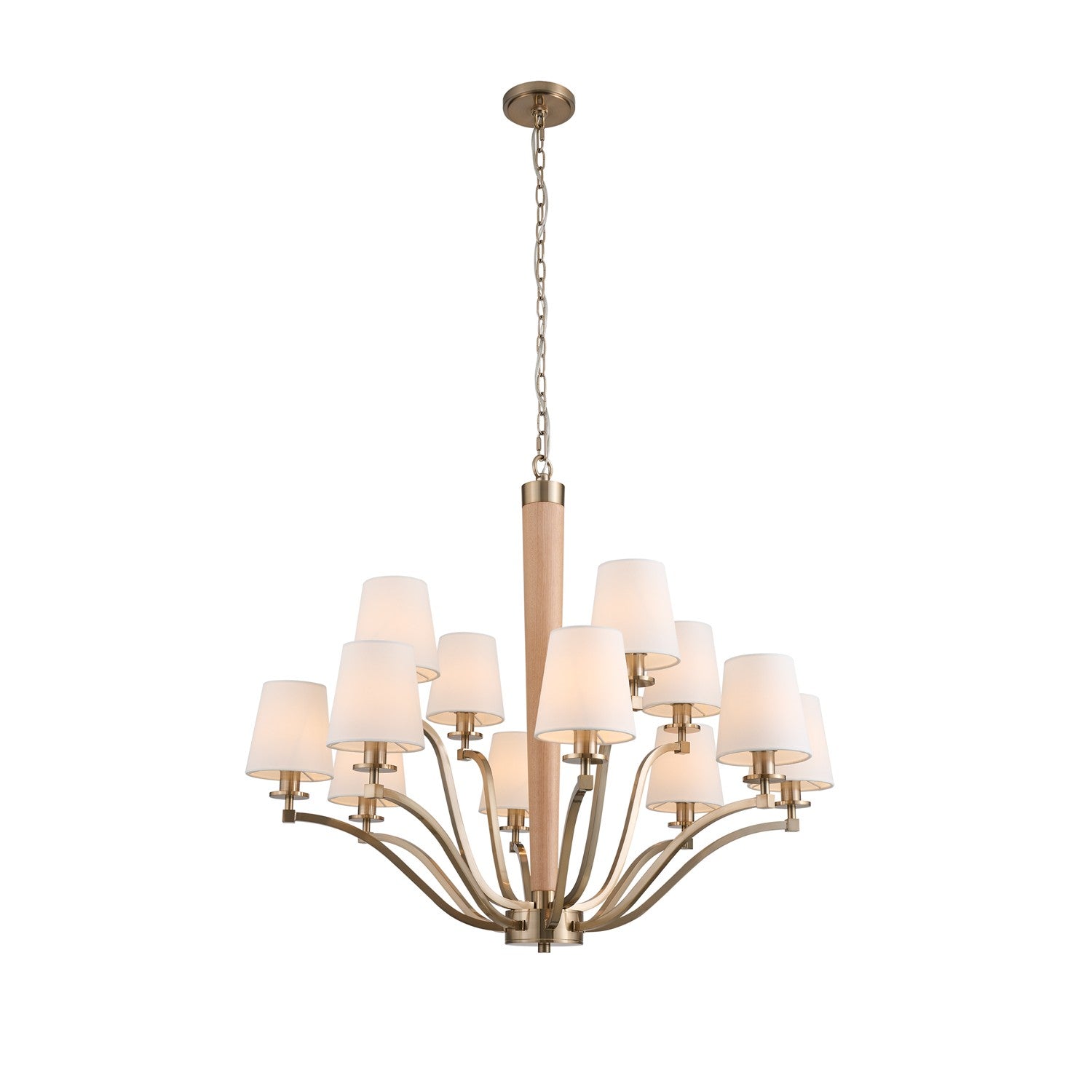 32'' Curva 12 Light Brushed Champagne Gold Tiered Chandelier