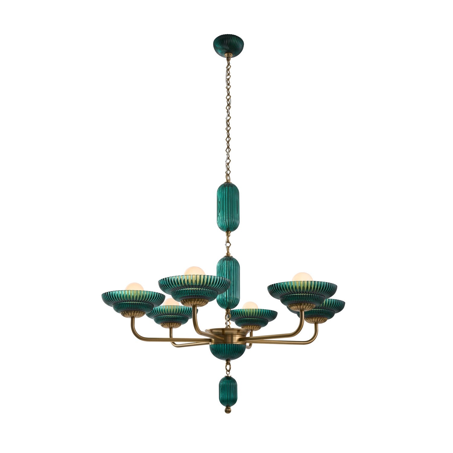 40'' Verde 6 Light True Satin Brass Chandelier