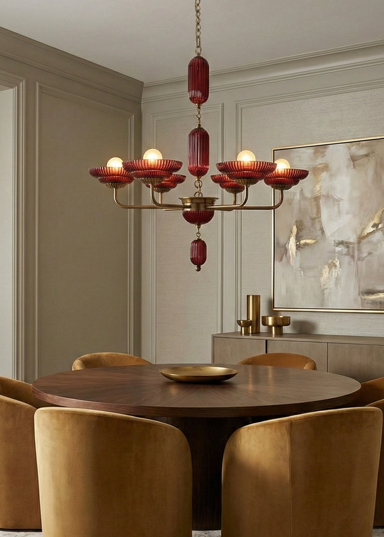 40'' Verde 6 Light Satin Brass Chandelier