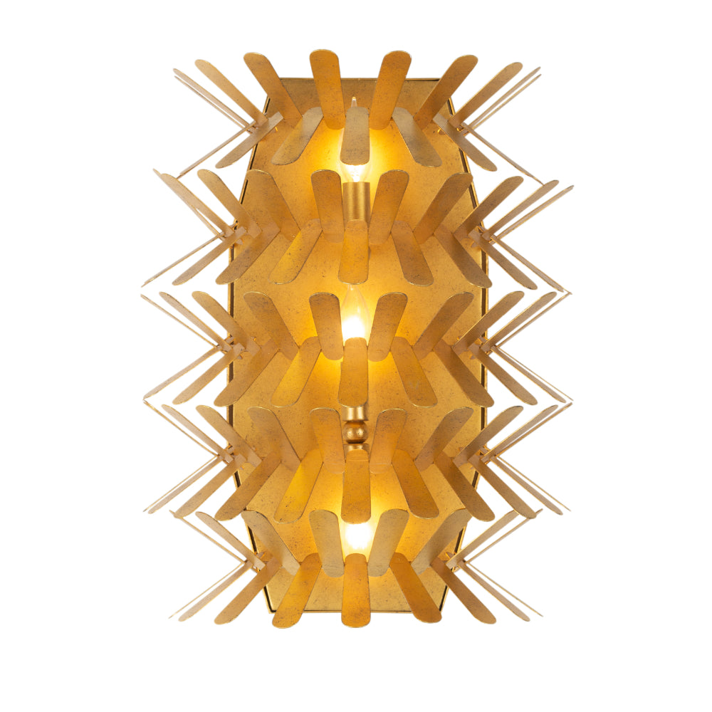 15.75'' Spur 3 Light Oxidized Gold Leaf Wall Sconce
