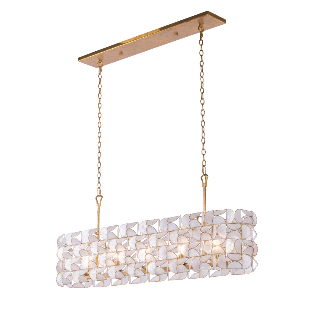 18'' Crescent 5 Light Oxidized Gold Leaf Linear Pendant