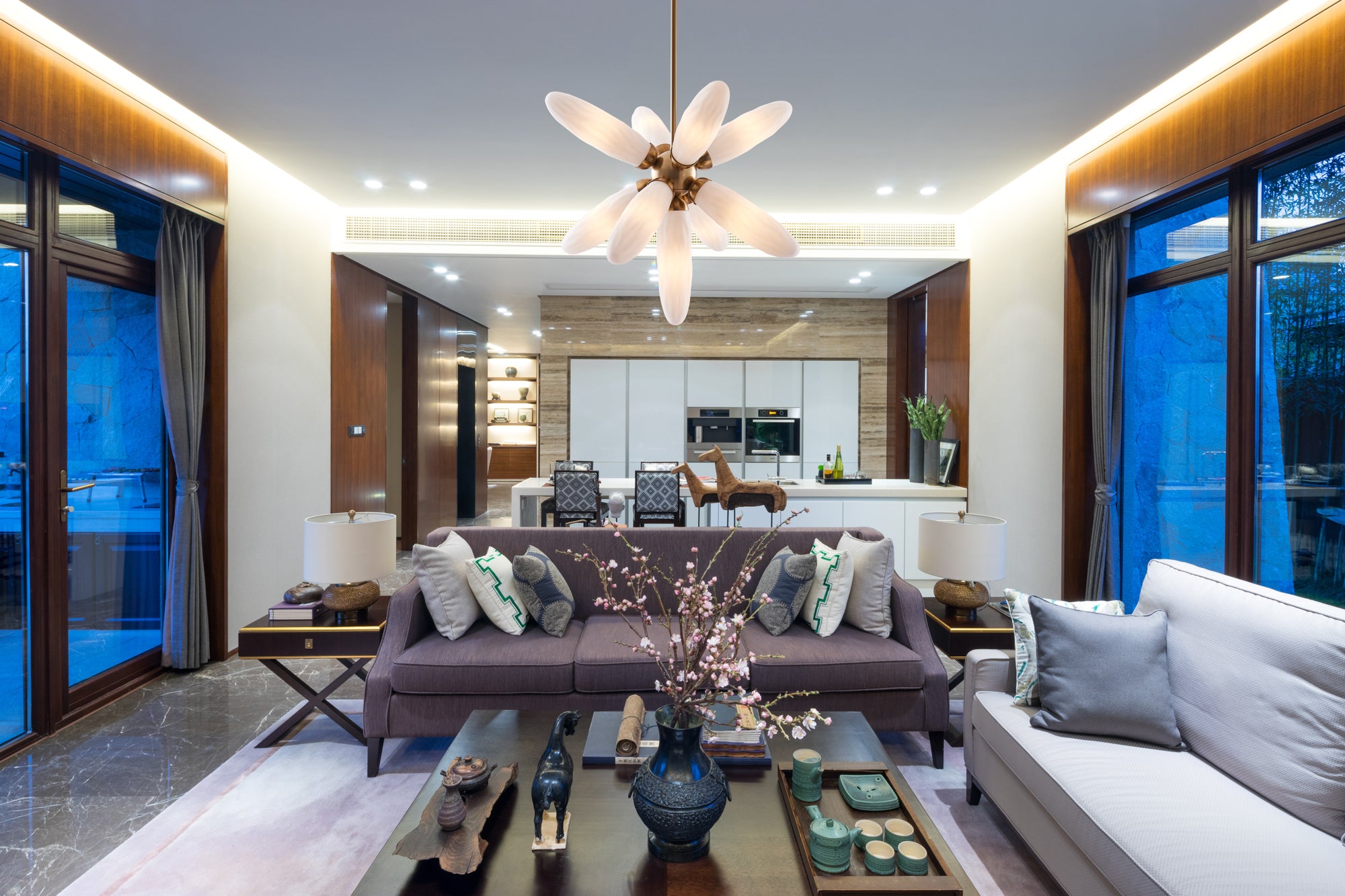 26'' Crest 9 Light Winter Brass Pendant