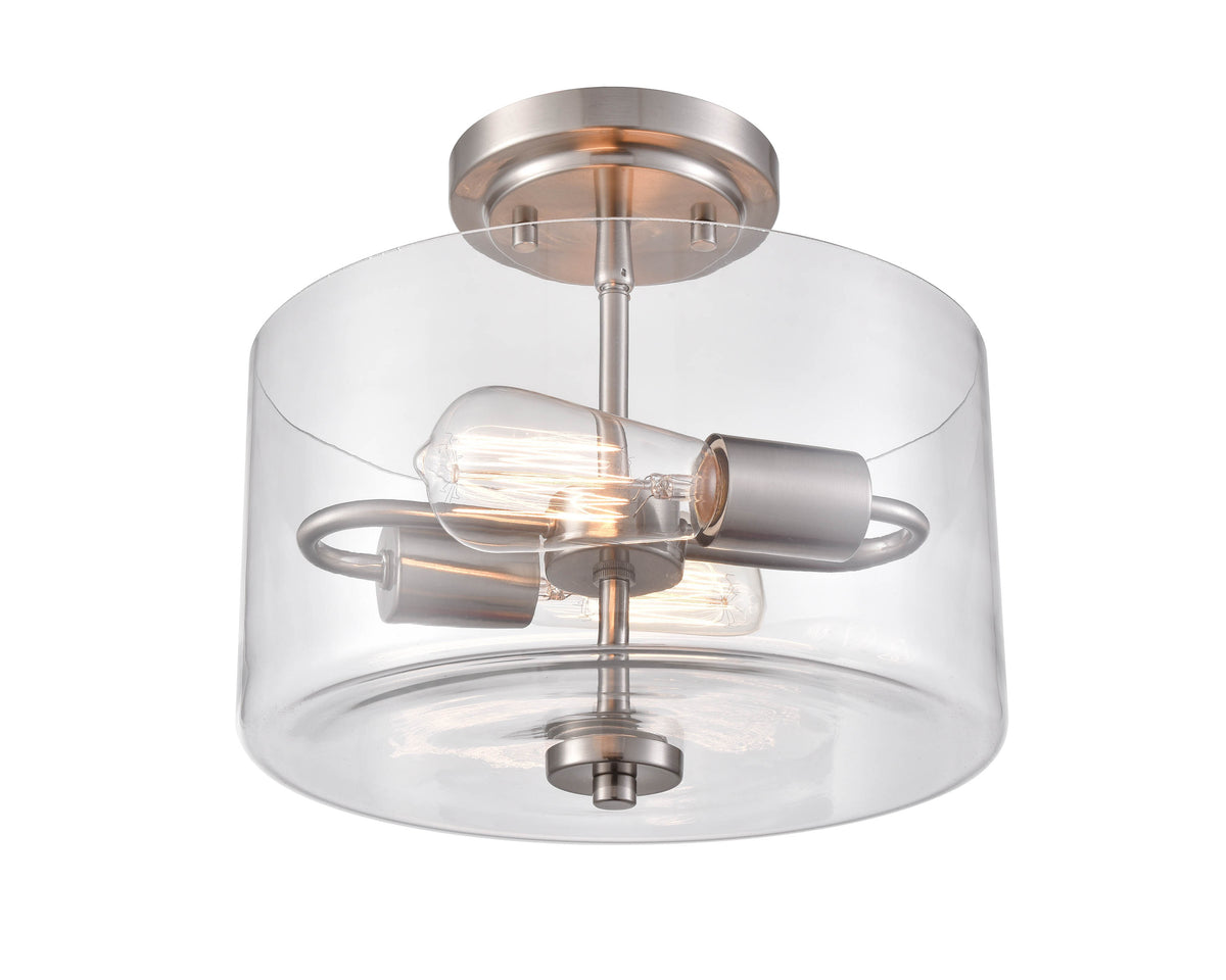 10'' Verlana Brushed NickelClear 2 Light Semi-Flush Mount