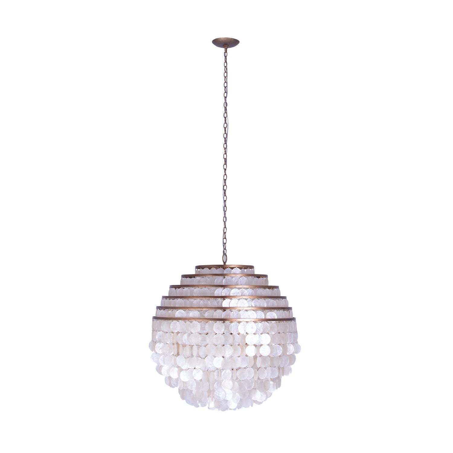 29'' Sphere 6 Light Pearlized Antique Brass Pendant