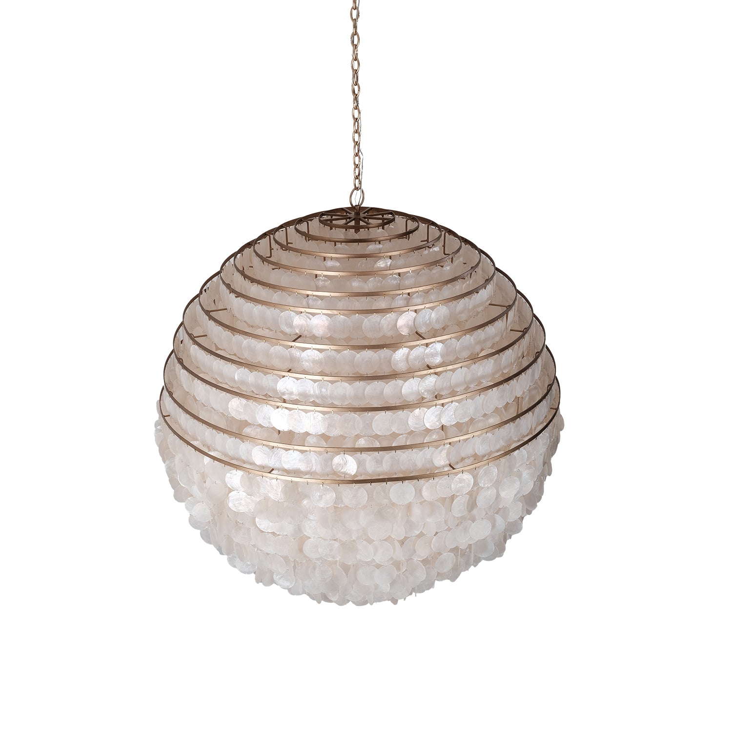 50'' Sphere 12 Light Pearlized Antique Brass Chandelier