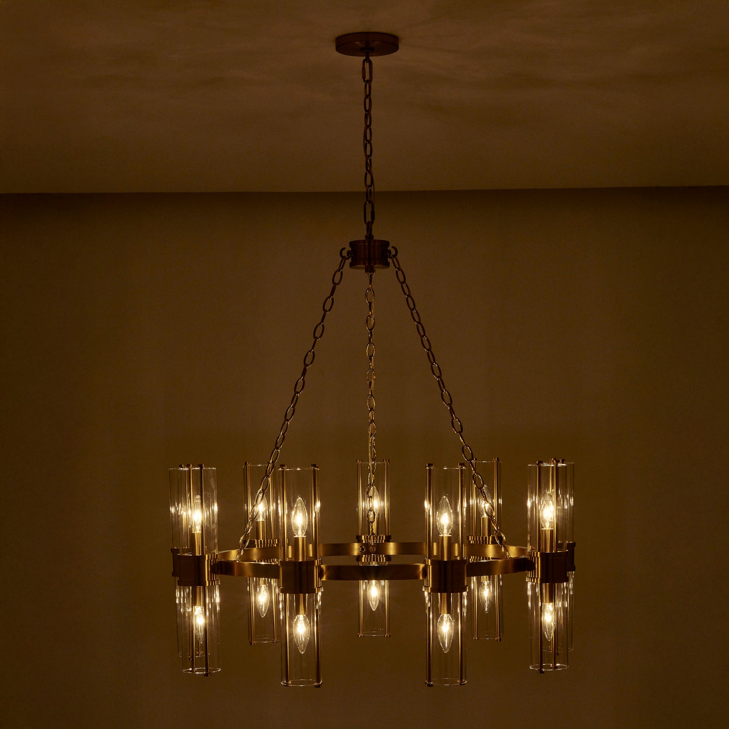 17'' Duet 18 Light Vintage Brass Chandelier