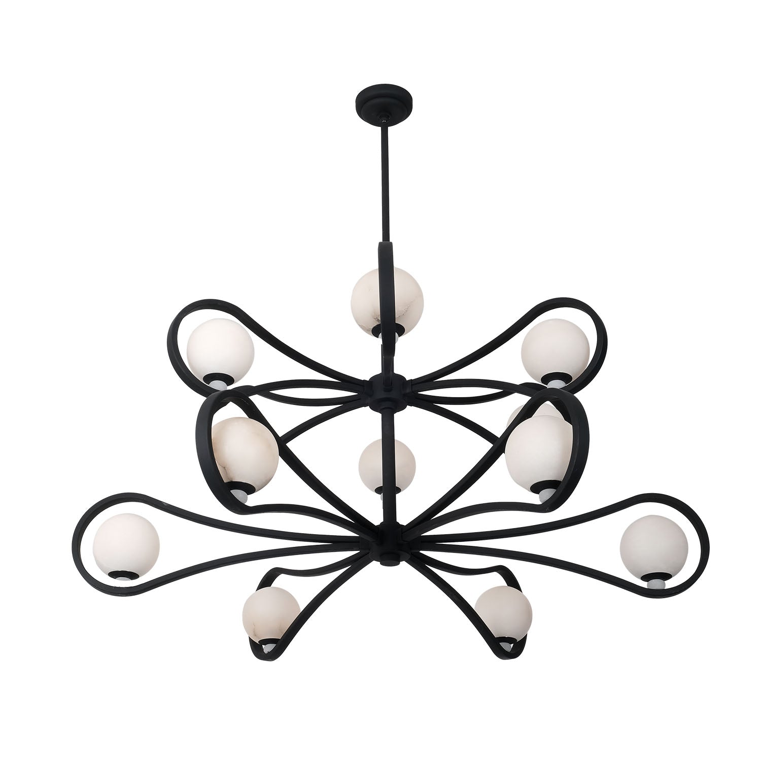 39'' Elliptical 12 Light Matte Black Chandelier