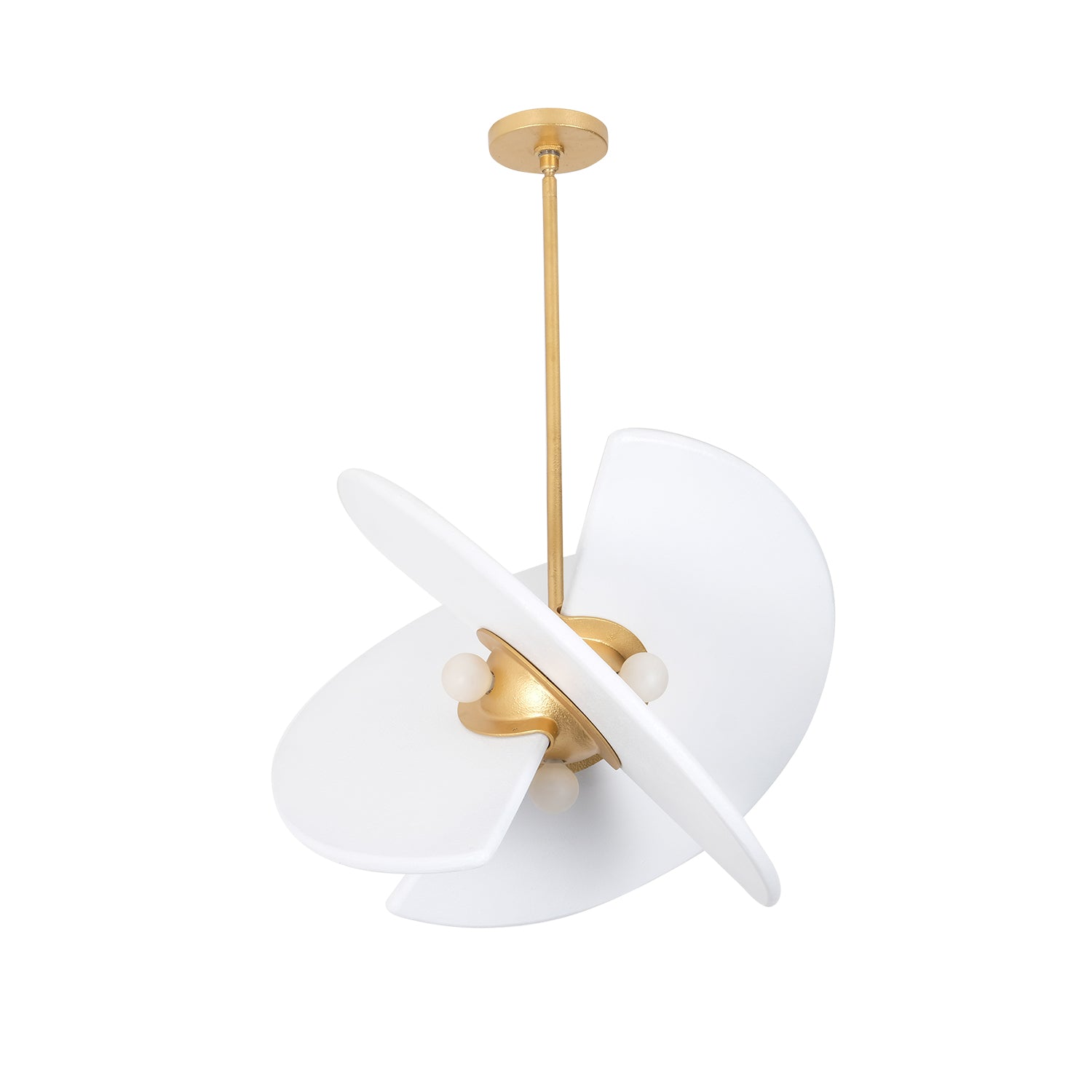 18.25'' Rotary 4 Light Bright Gold/White Pendant