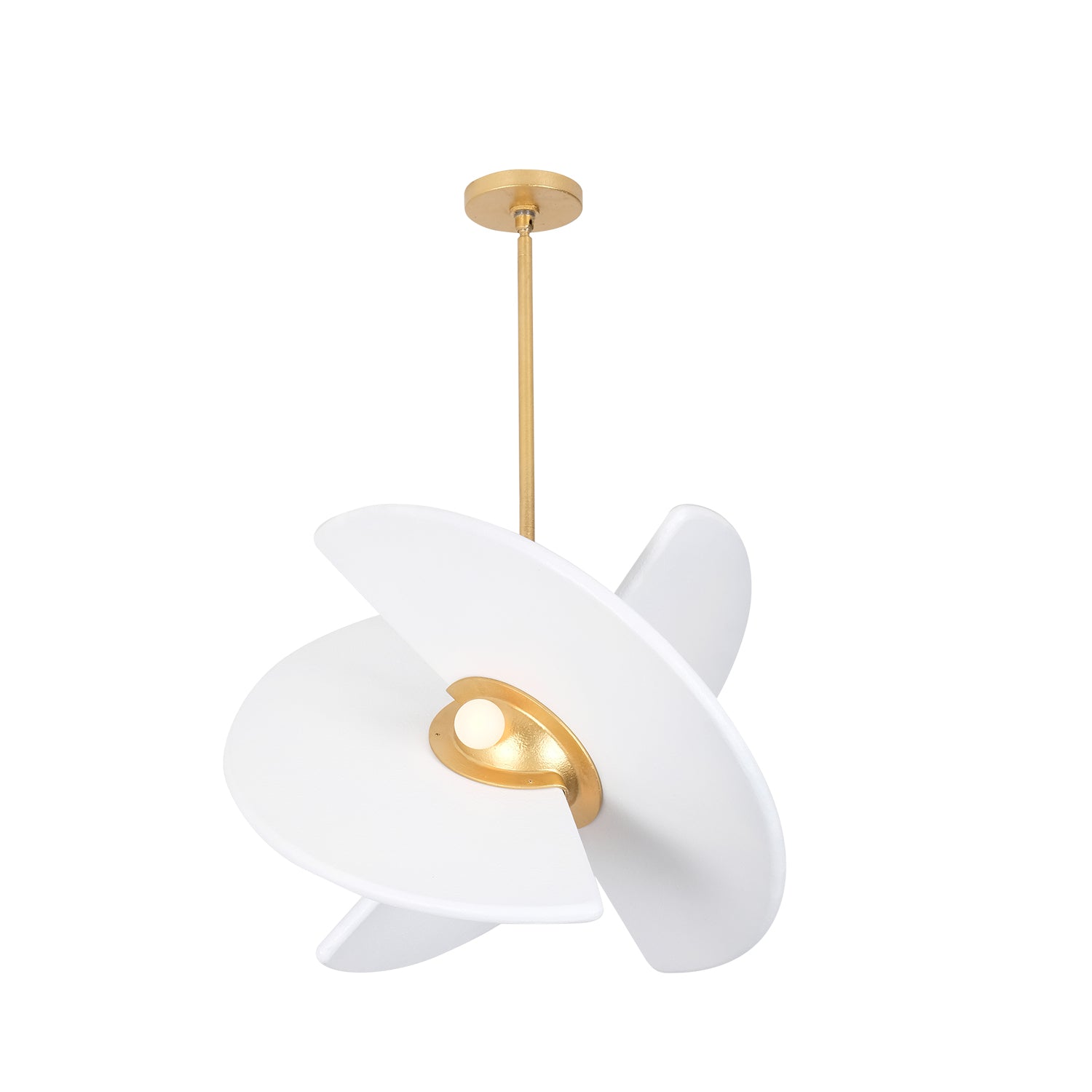 18.25'' Rotary 4 Light Bright Gold/White Pendant