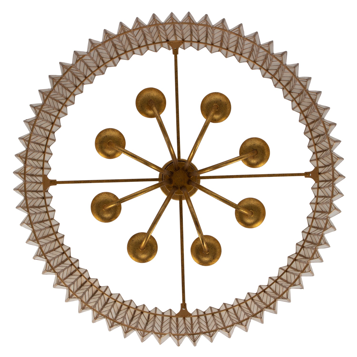15'' Fractal 8 Light Oxidized Gold Leaf Chandelier