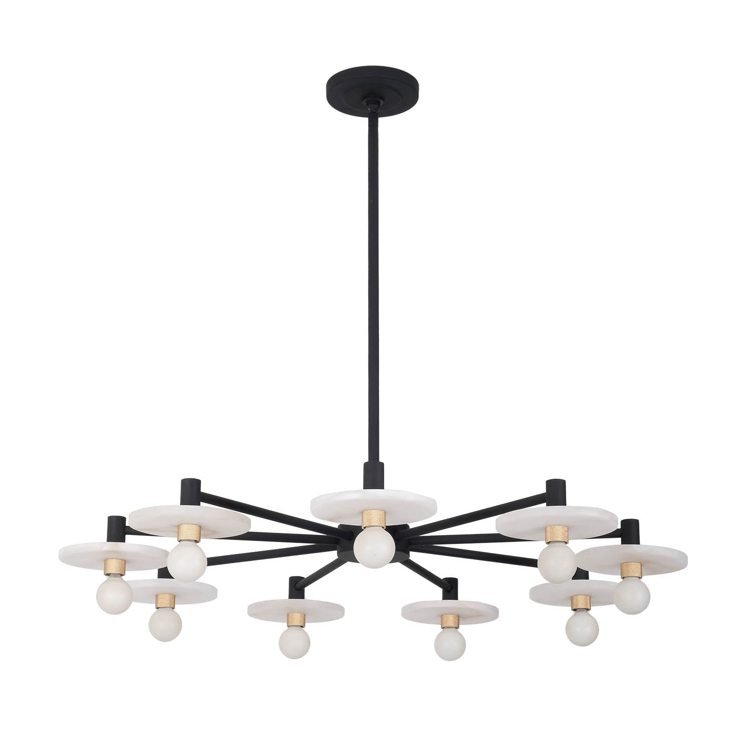 14'' Discus 9 Light Matte Black Chandelier