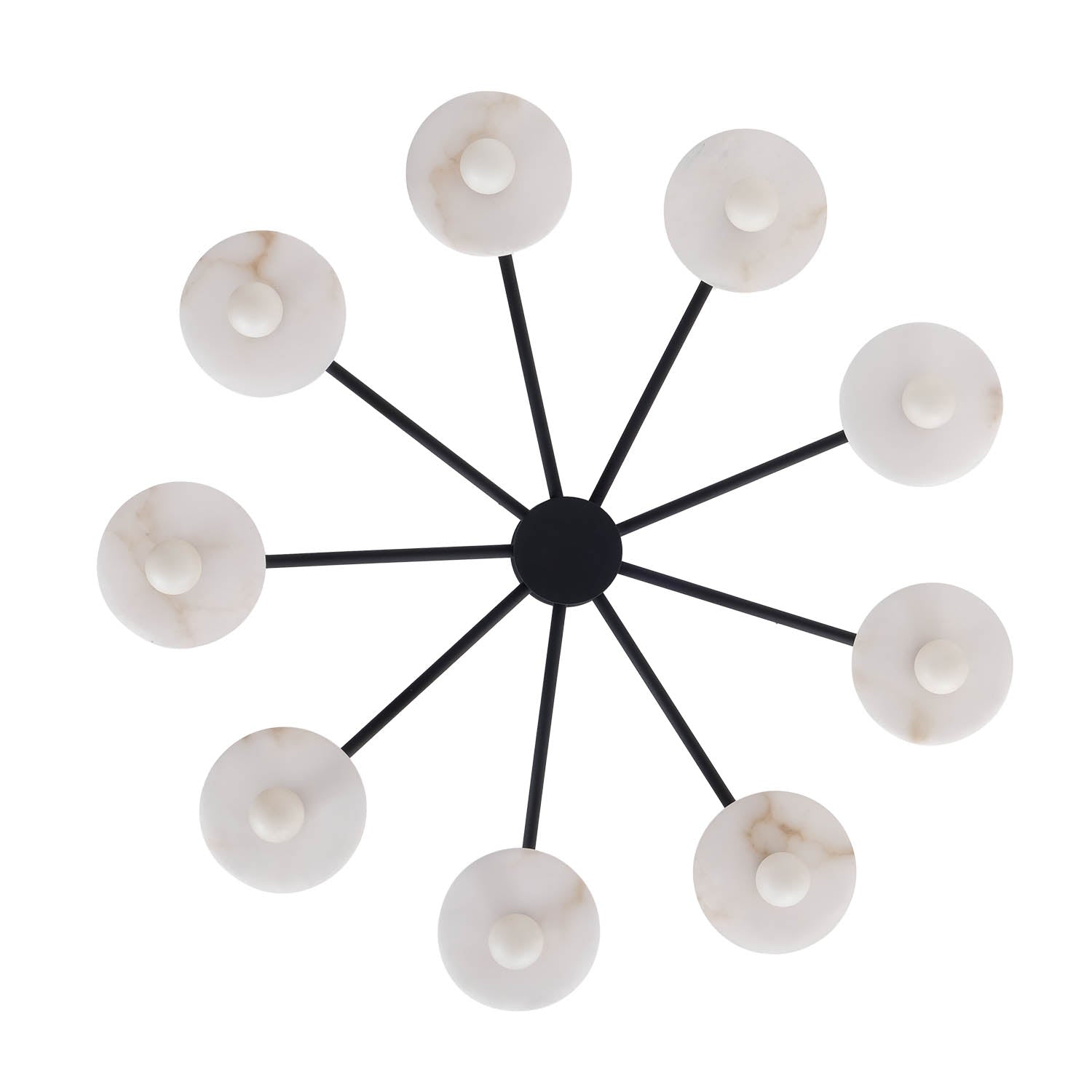 14'' Discus 9 Light Matte Black Chandelier