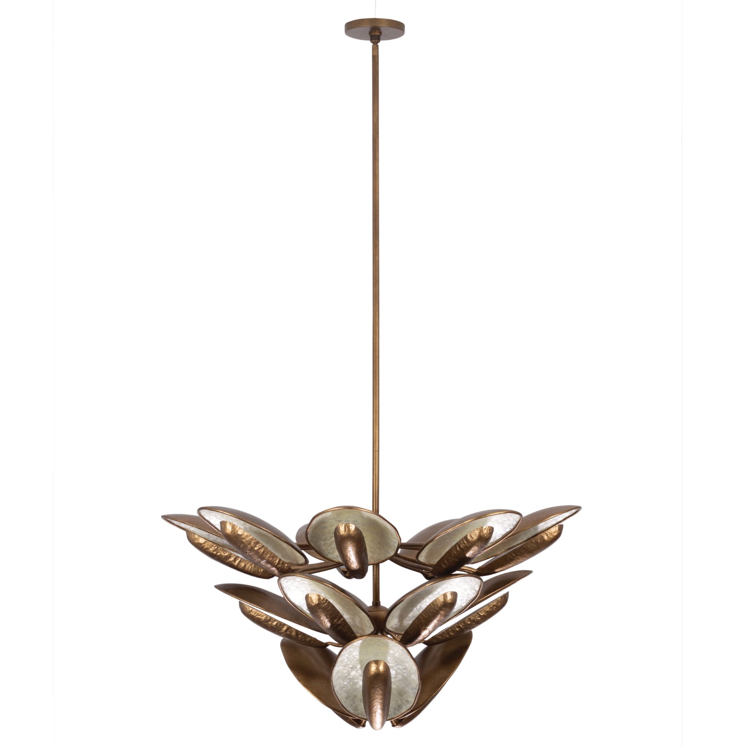 22'' Spat 1 Light Pearlized Antique Brass Tiered Chandelier