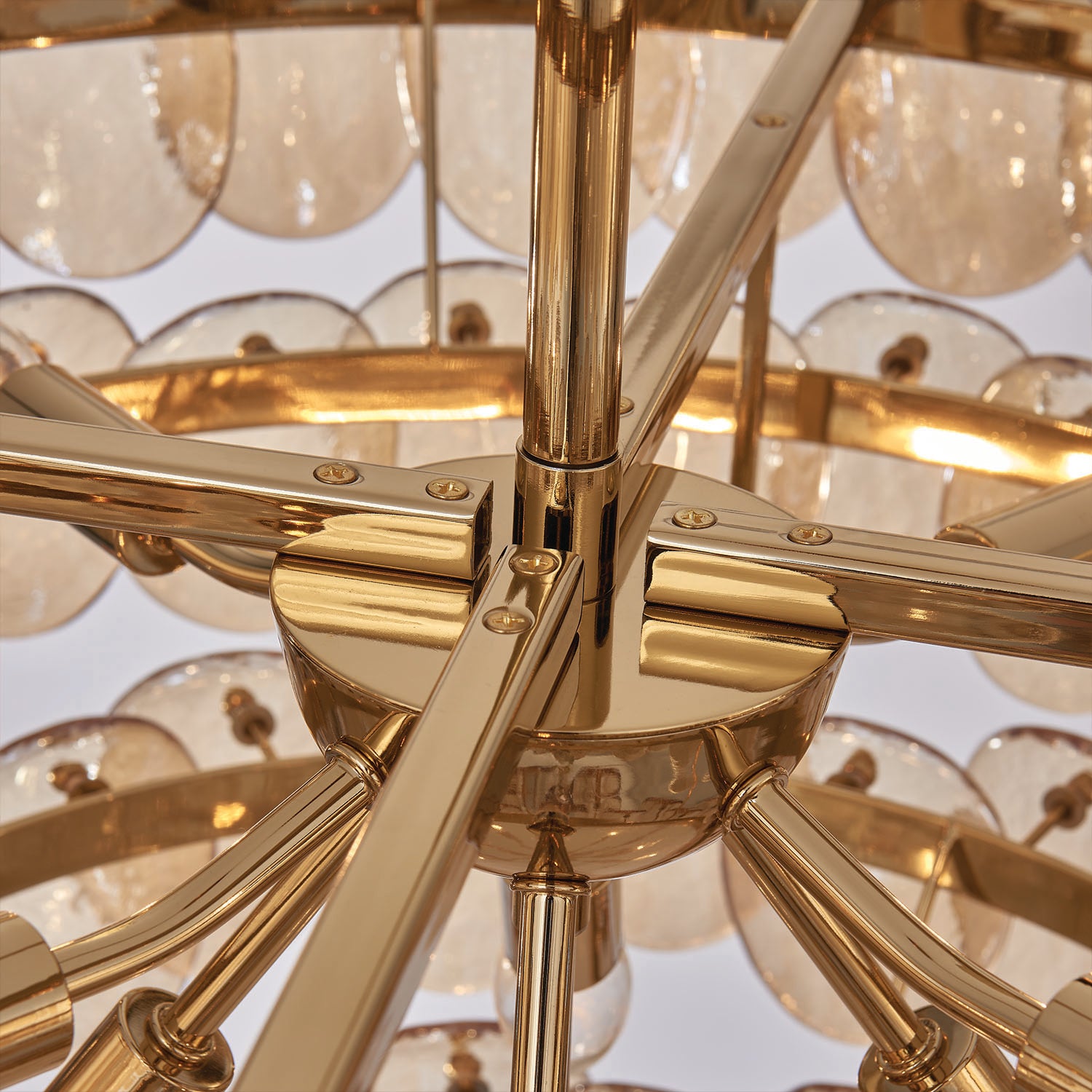 14'' Uroko 8 Light Polished Winter Brass Tiered Chandelier