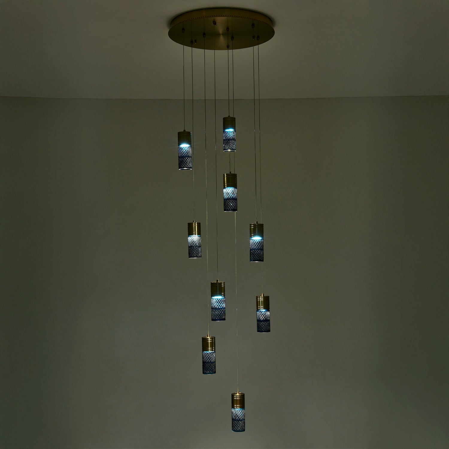 8.5'' Kiriko 9 Light Winter Brass Chandelier