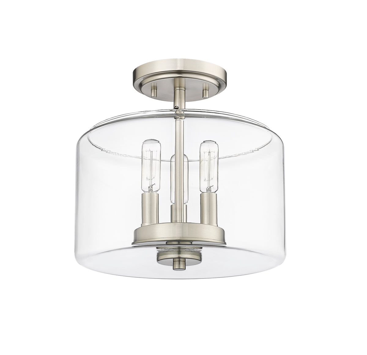 10.6'' Asheville Brushed NickelClear 3 Light Semi-Flush Mount