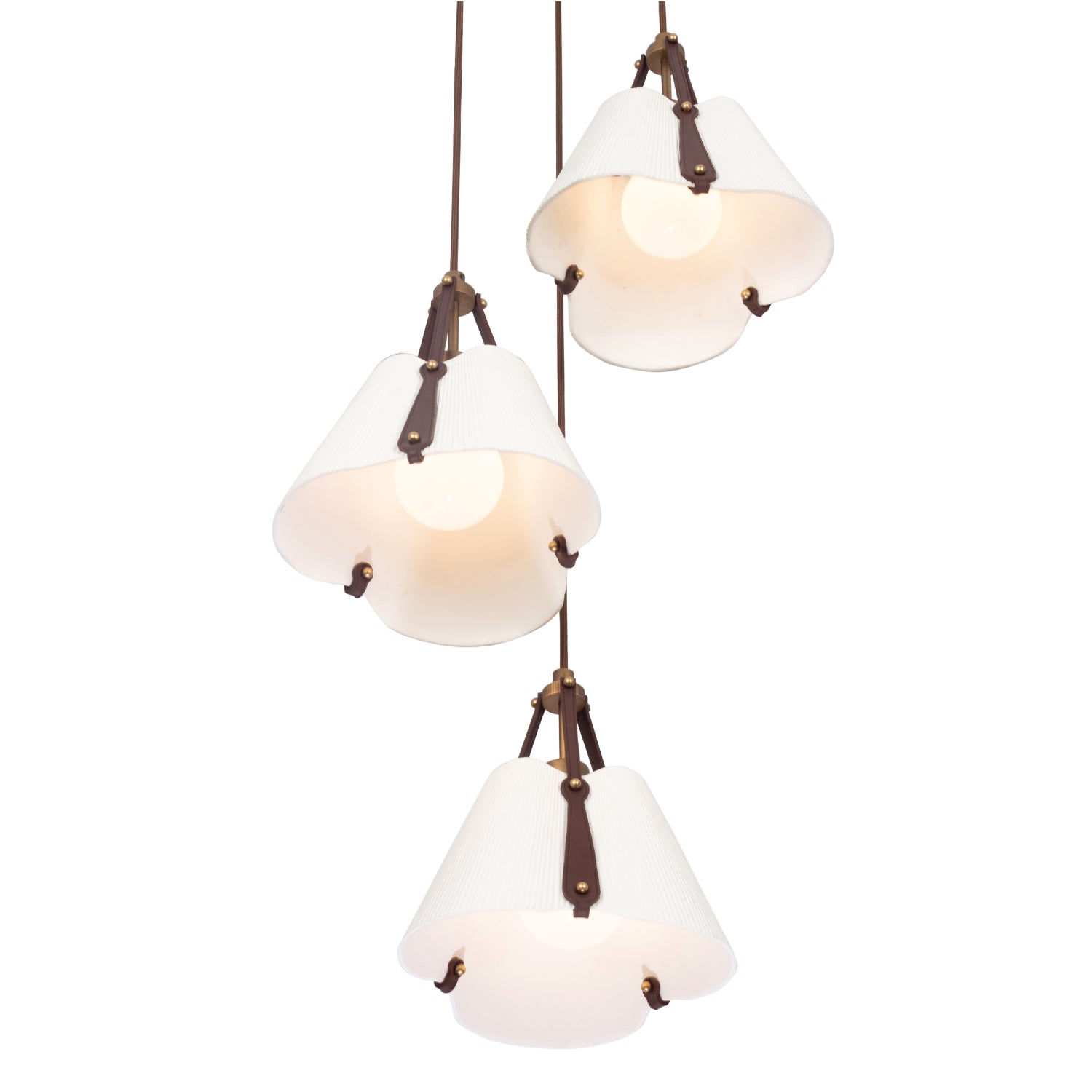 12'' Embrace 3 Light Pearlized Antique Brass Multi-Pendant