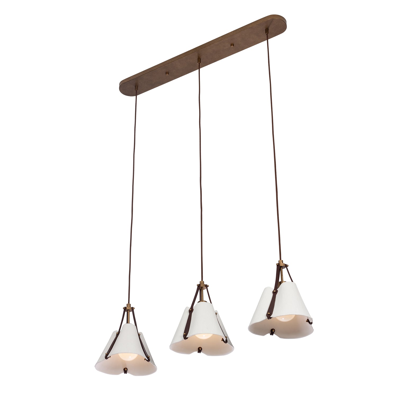 12'' Embrace 3 Light Pearlized Antique Brass Linear Pendant