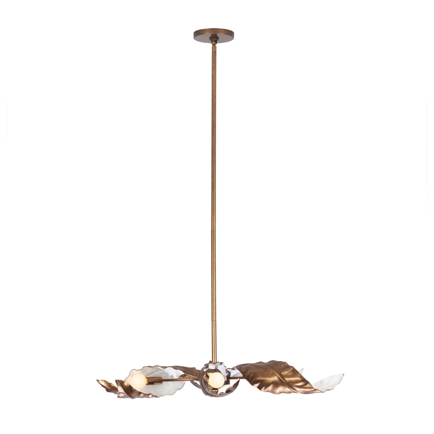 5'' Spira 6 Light Pearlized Antique Brass w/ White Chandelier