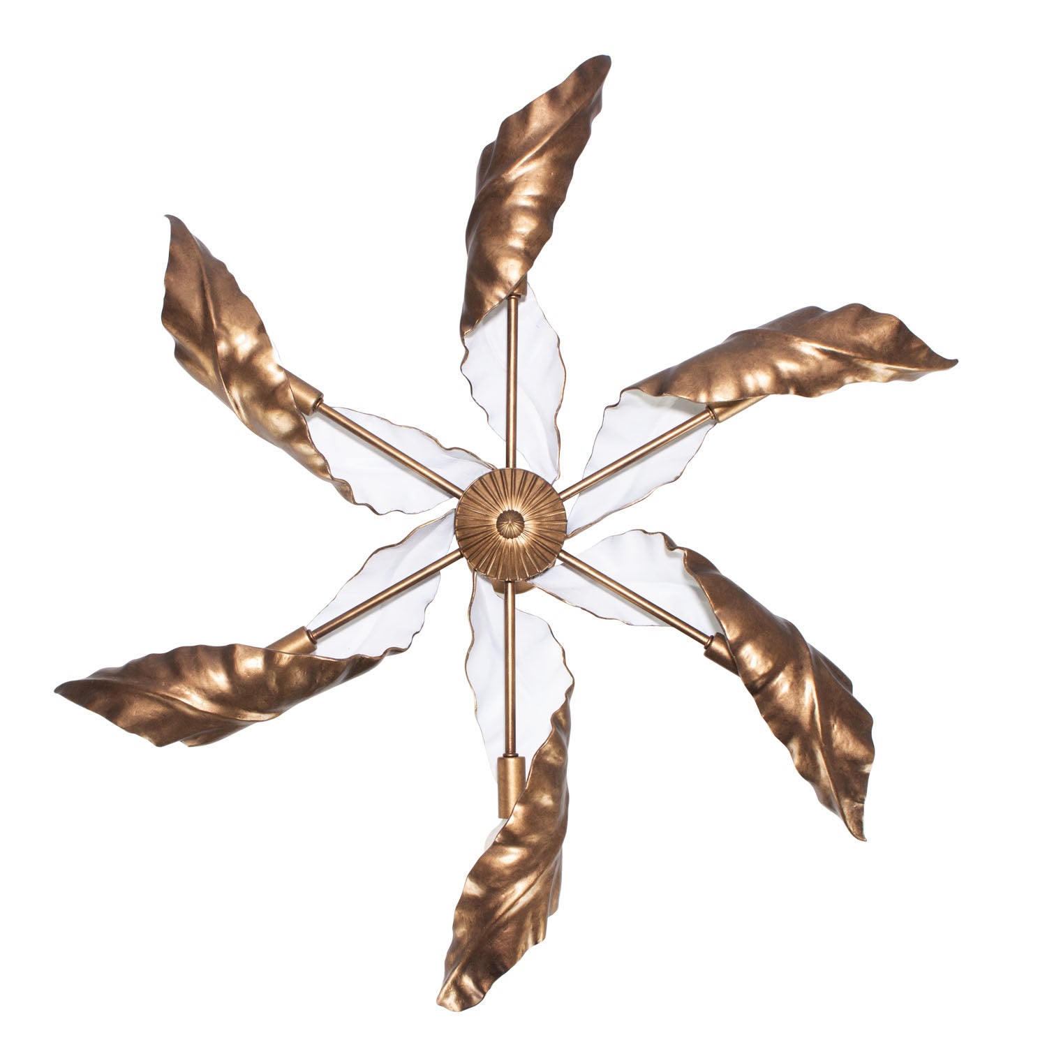 5'' Spira 6 Light Pearlized Antique Brass w/ White Chandelier