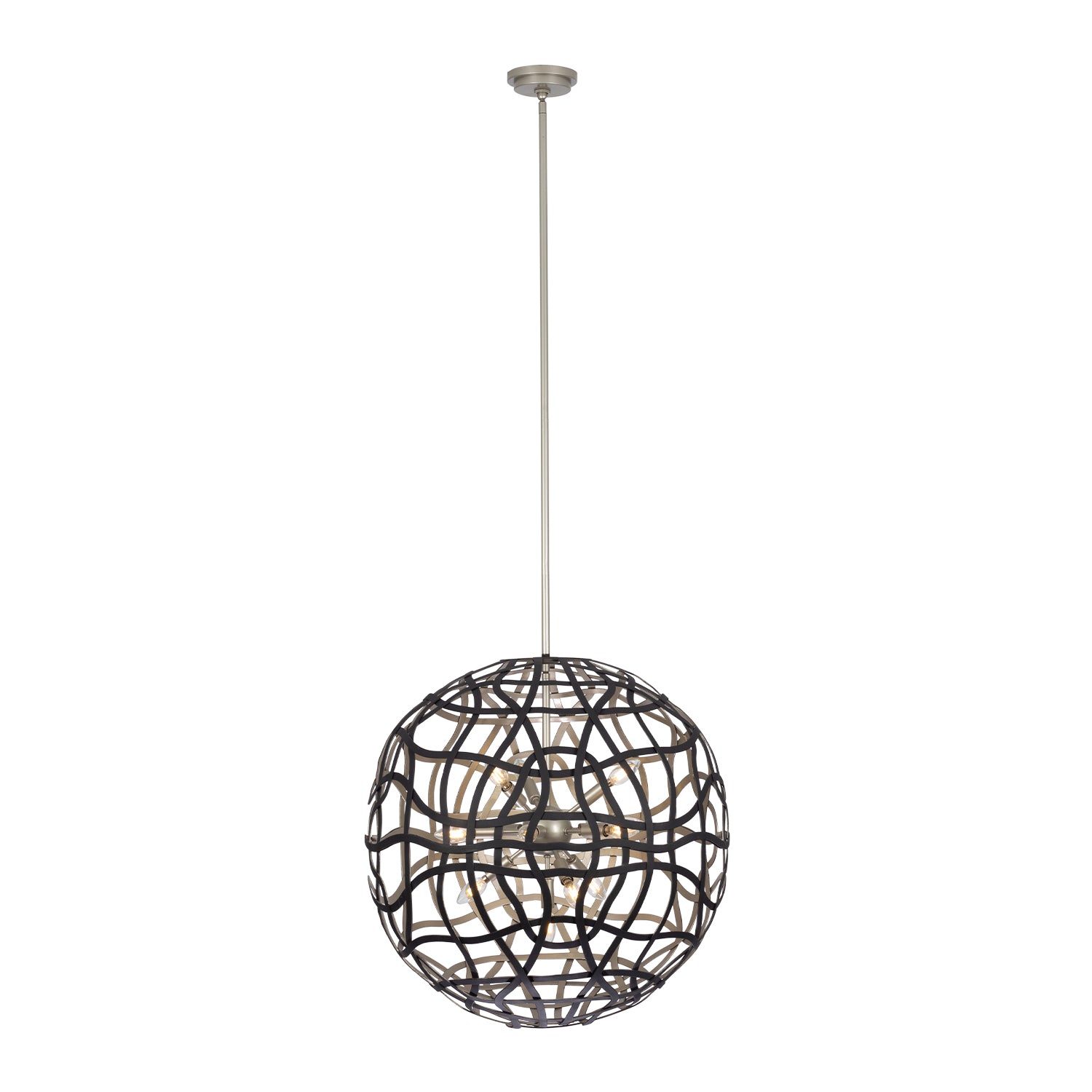 28'' Entice 13 Light Matte Black w/ Tarnish Silver Pendant