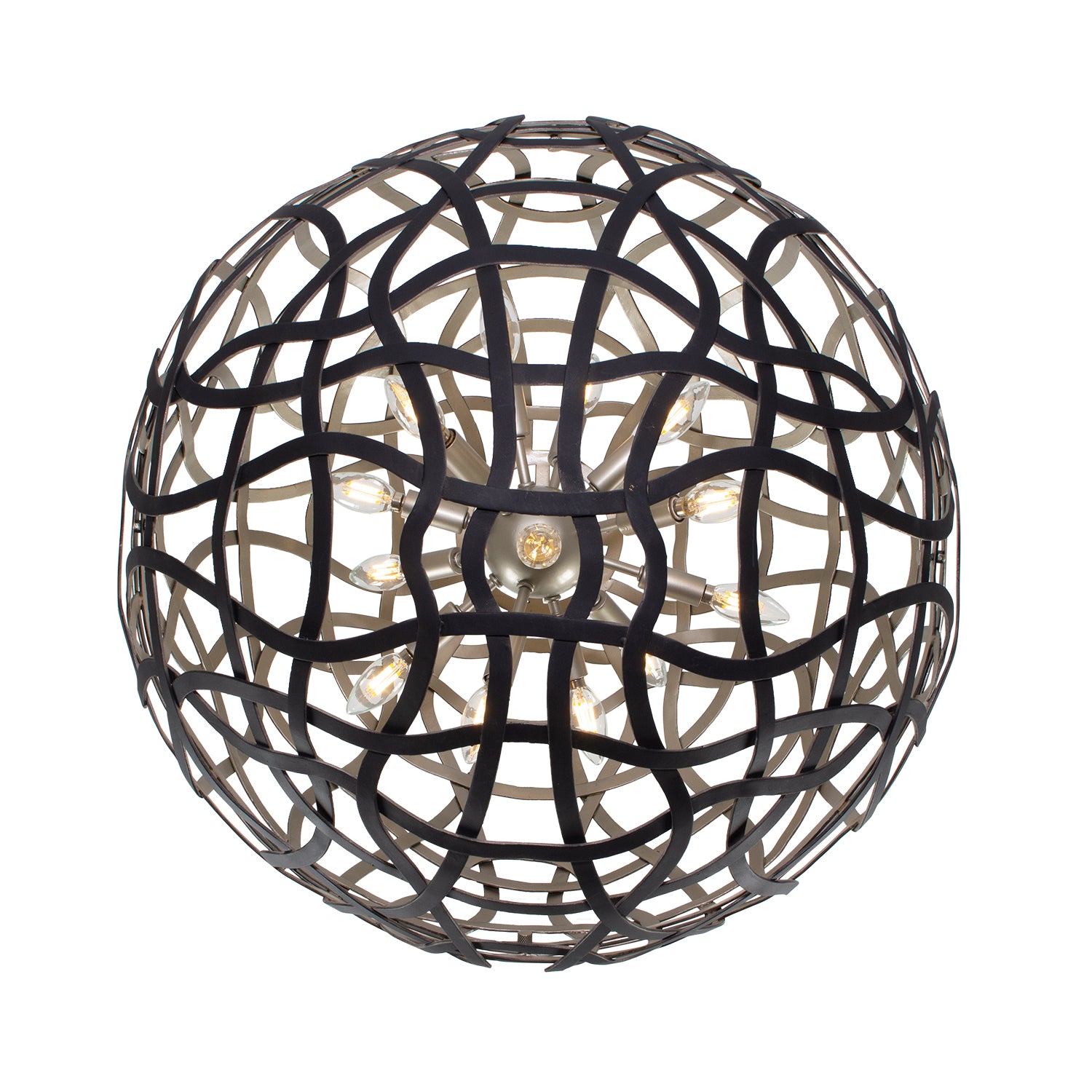 28'' Entice 13 Light Matte Black w/ Tarnish Silver Pendant