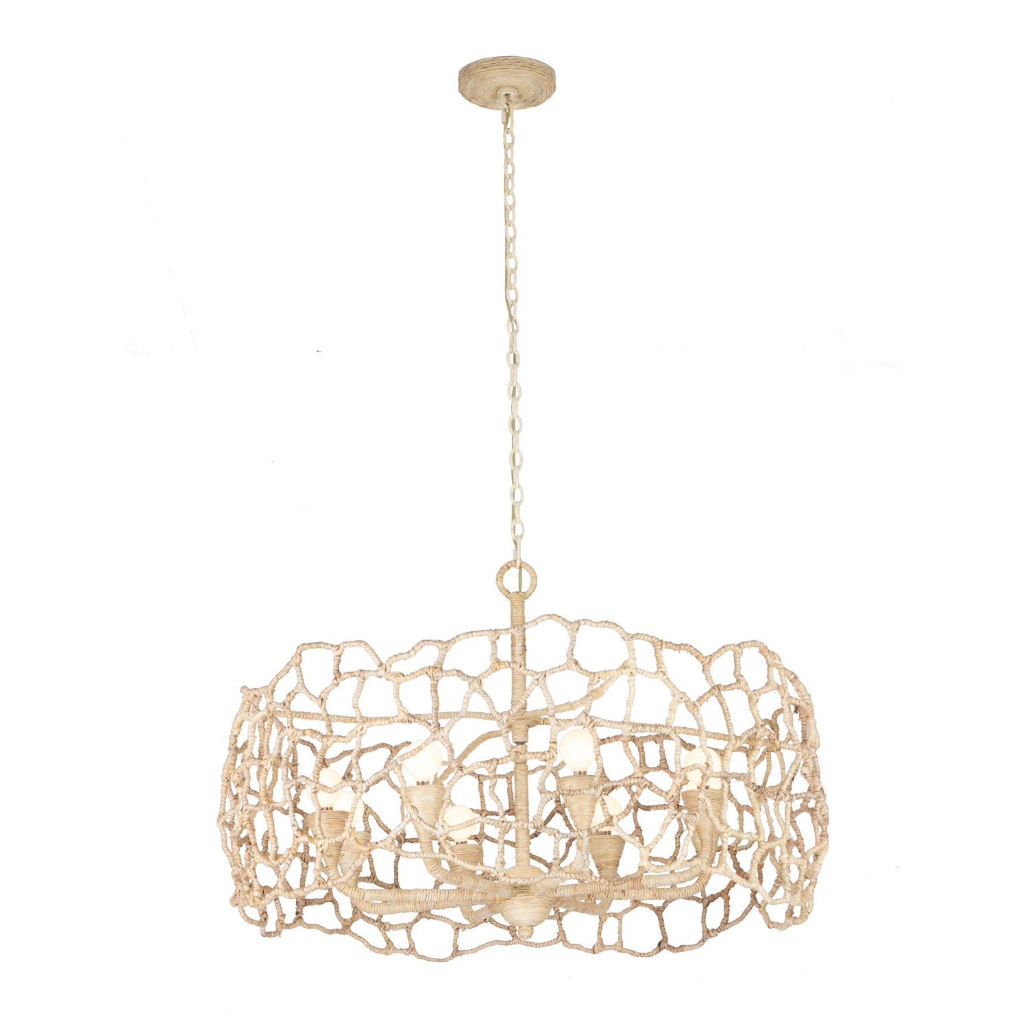 21'' Reef 8 Light Warm Ivory Chandelier