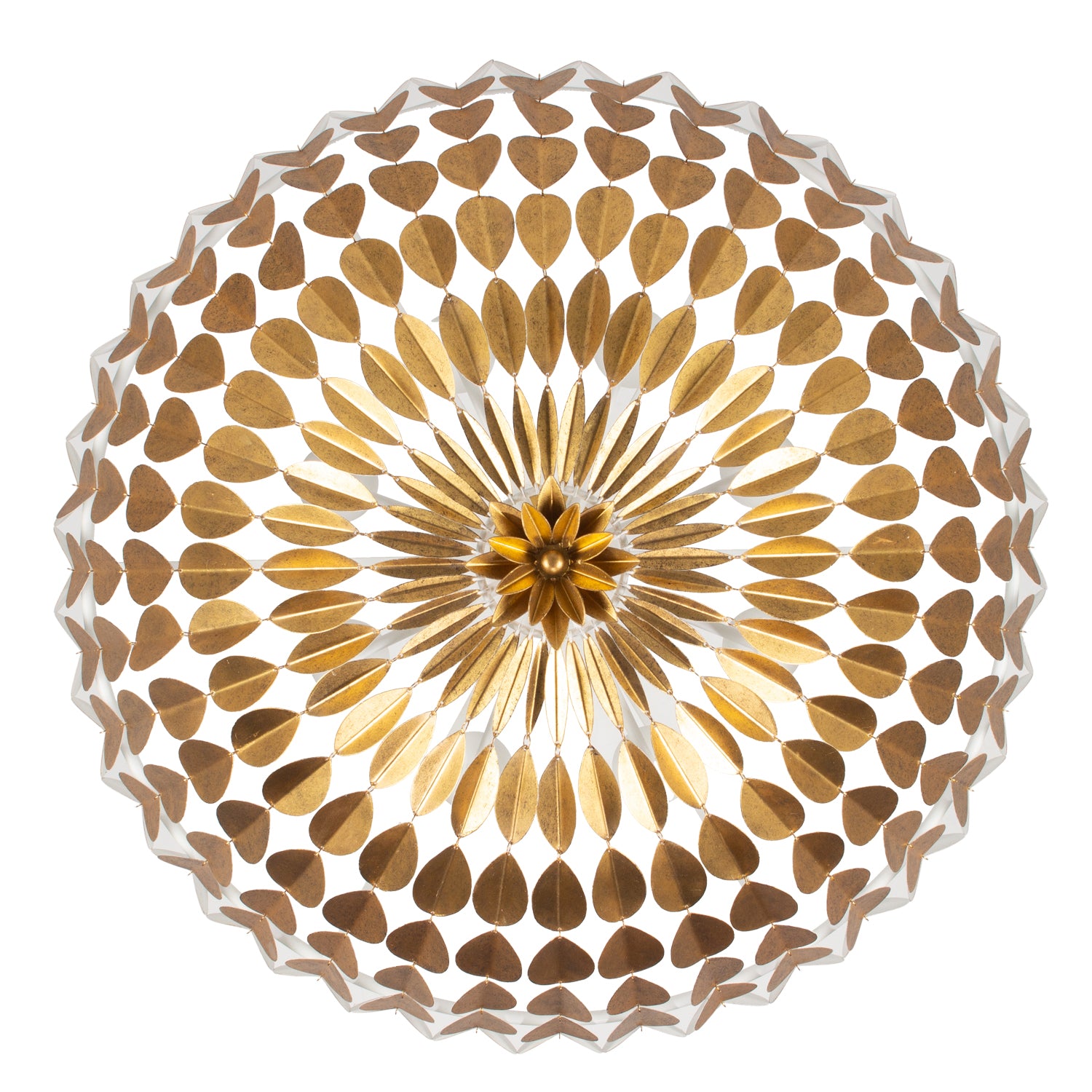 36'' Amor 8 Light Oxidized Gold Leaf And White Chandelier