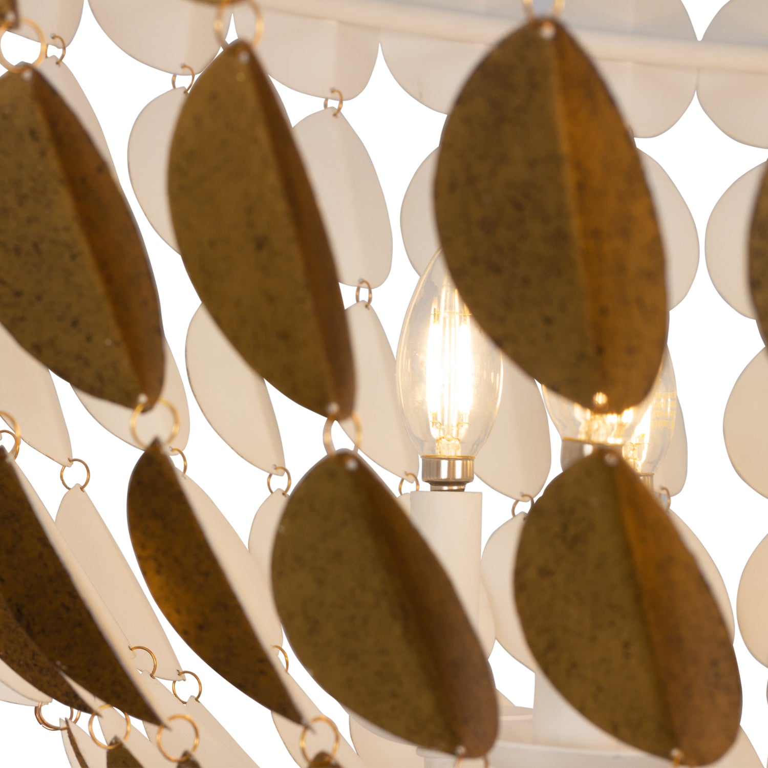 36'' Amor 8 Light Oxidized Gold Leaf And White Chandelier
