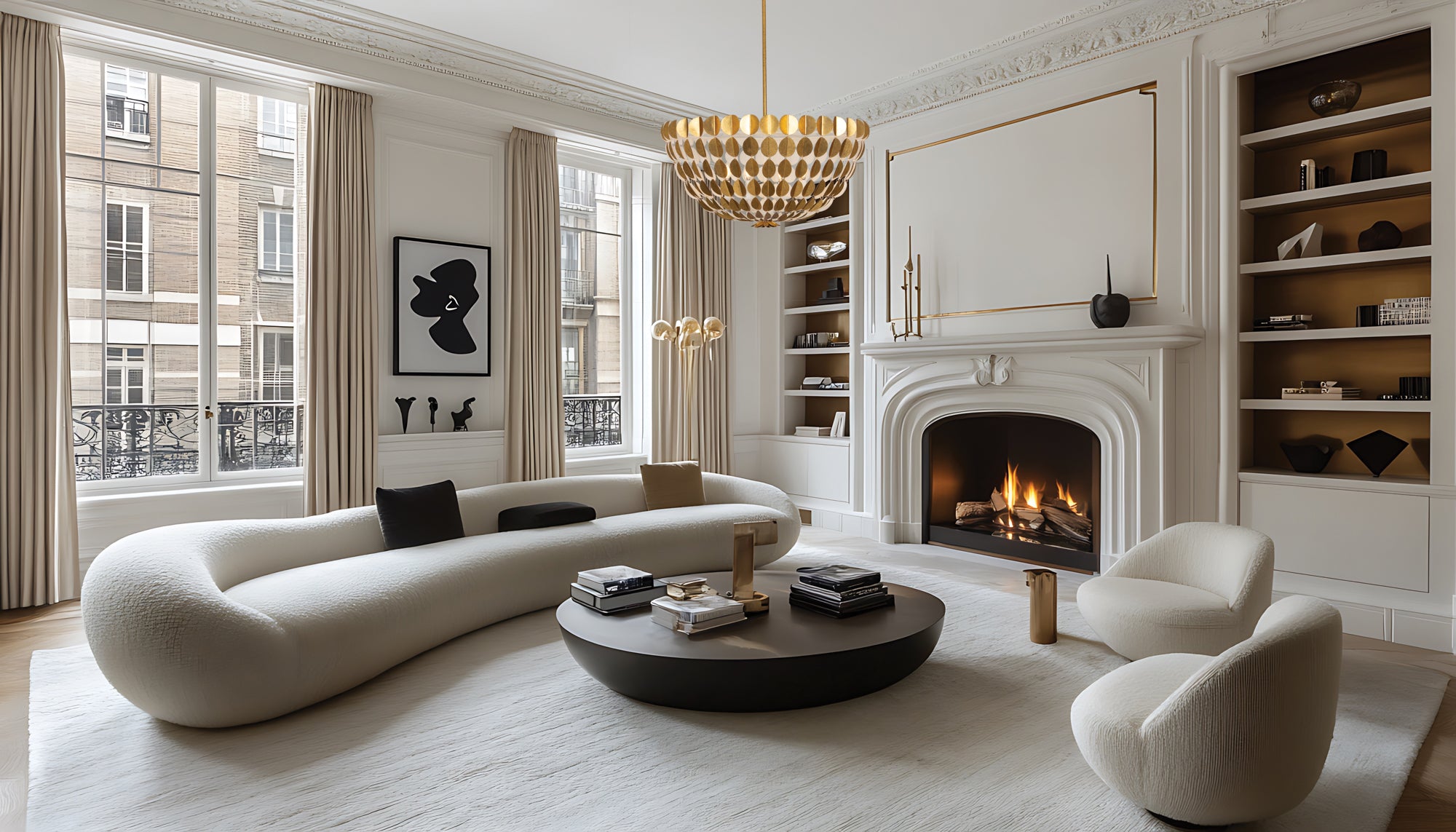 36'' Amor 8 Light Oxidized Gold Leaf And White Chandelier