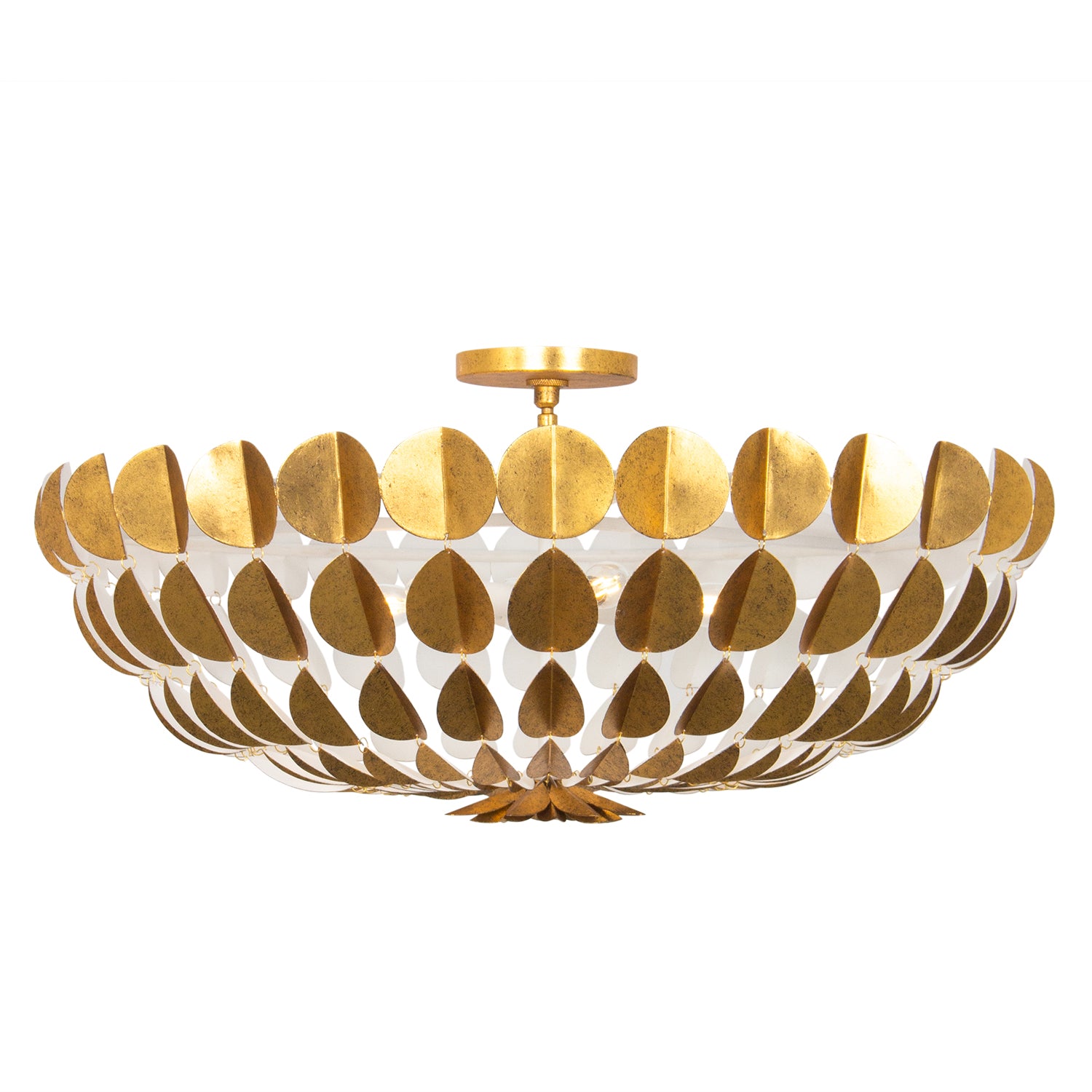 10.75'' Amor 6 Light Oxidized Gold Leaf and White Chandelier