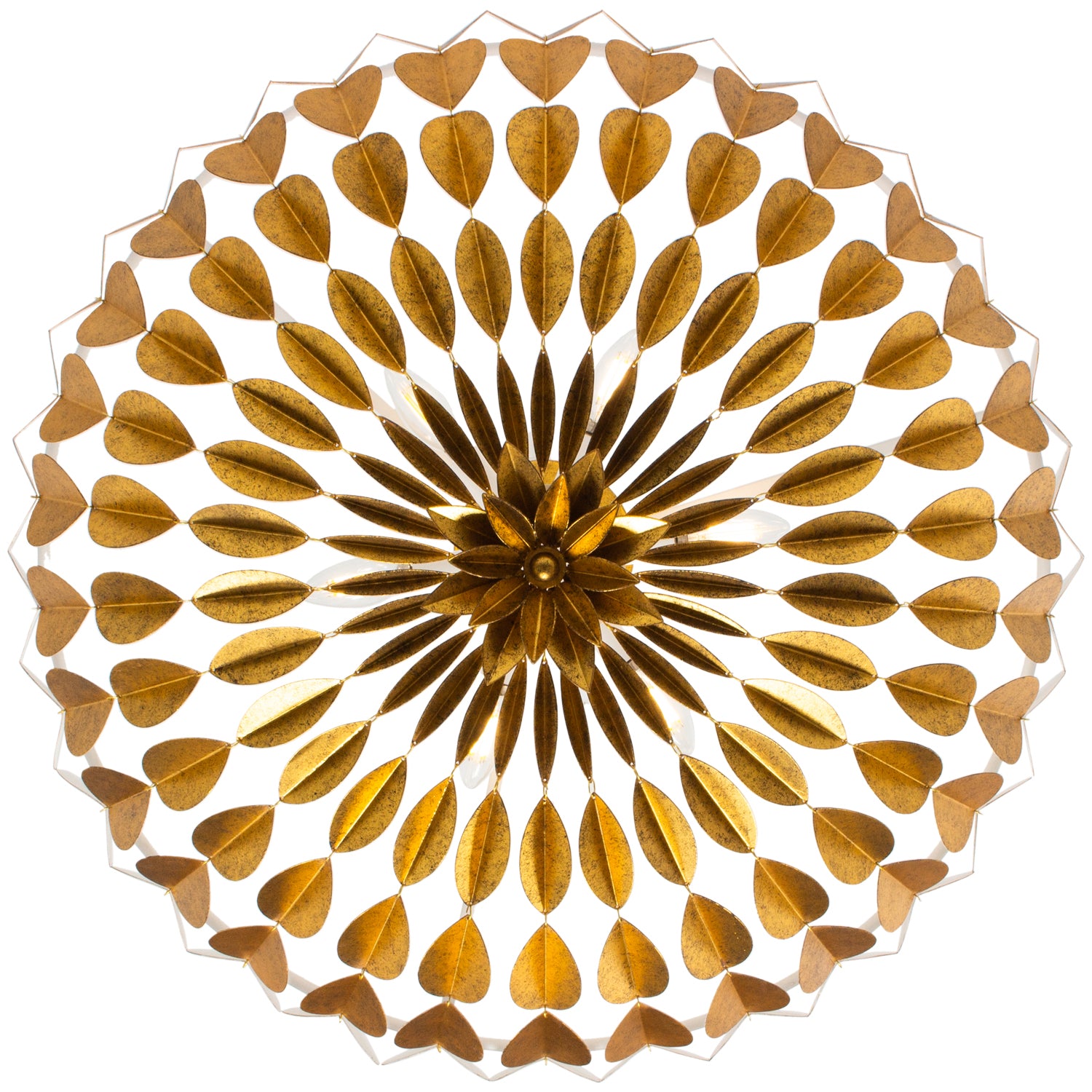 10.75'' Amor 6 Light Oxidized Gold Leaf and White Chandelier