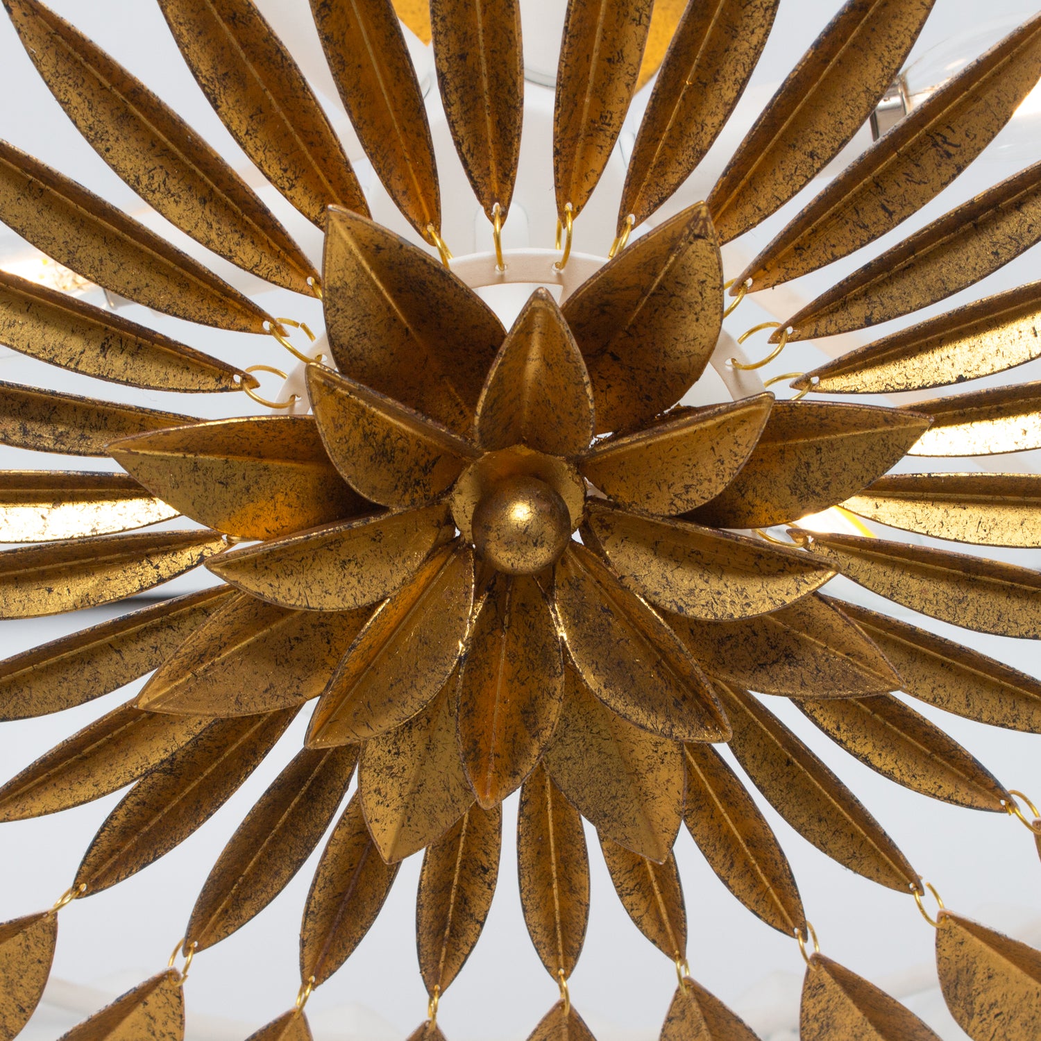 10.75'' Amor 6 Light Oxidized Gold Leaf and White Chandelier