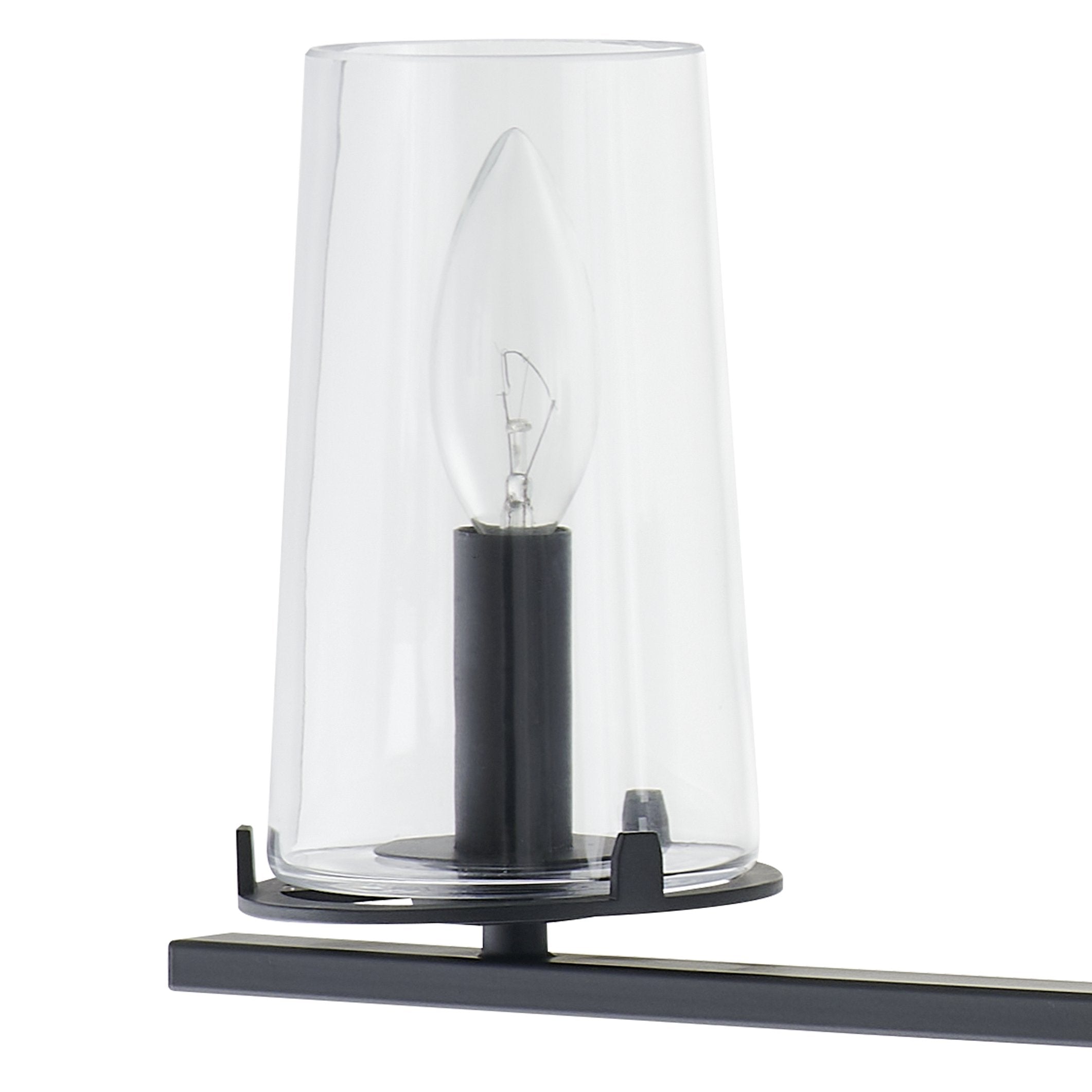 Jared 31-inch 4-light Matte Black Vanity Light with Clear Glass Shades