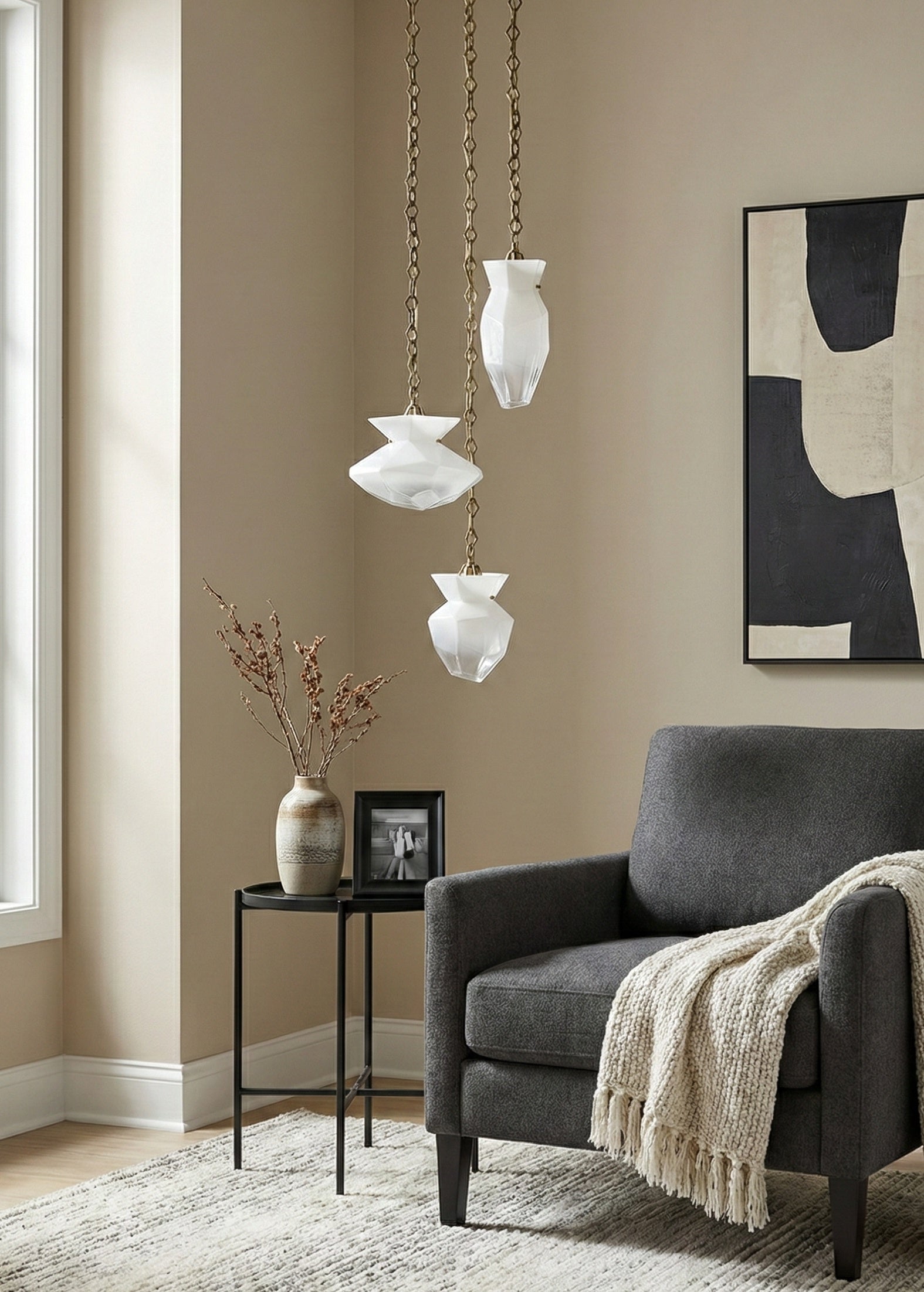 35.00'' Bolsa 3 Light Winter Brass Chandelier