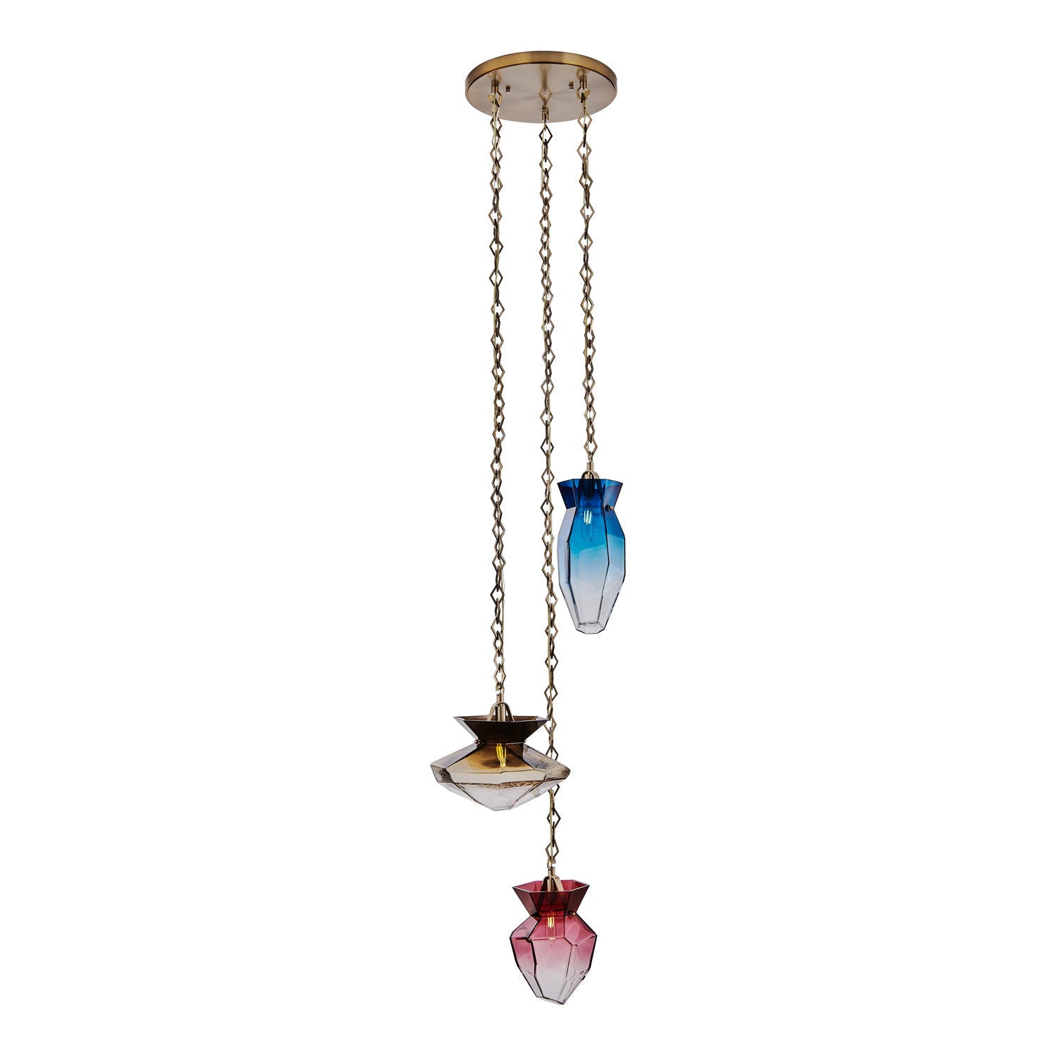 35'' Bolsa 3 Light Winter Brass Chandelier