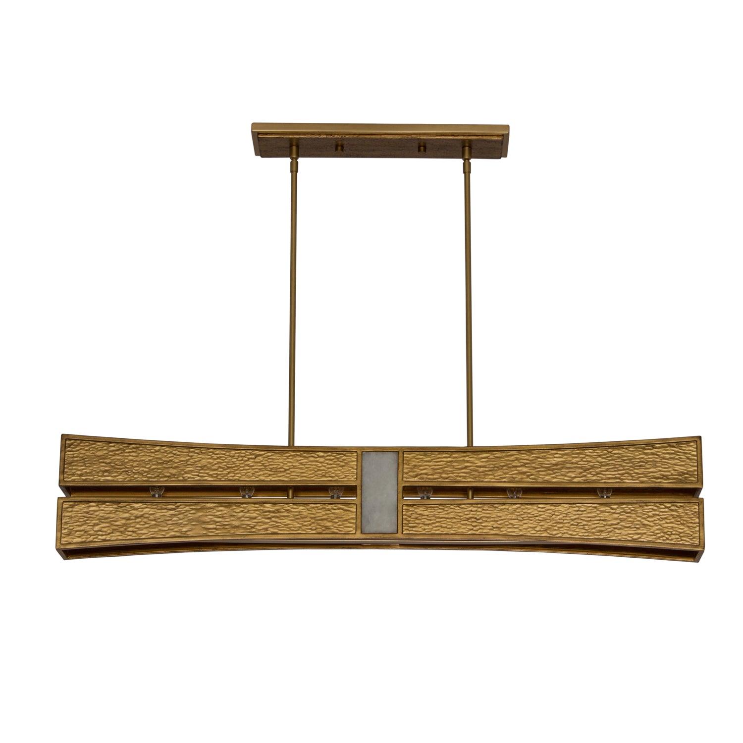 9'' Dos 6 Light Rustic Gold and Brushed Gold Linear Pendant