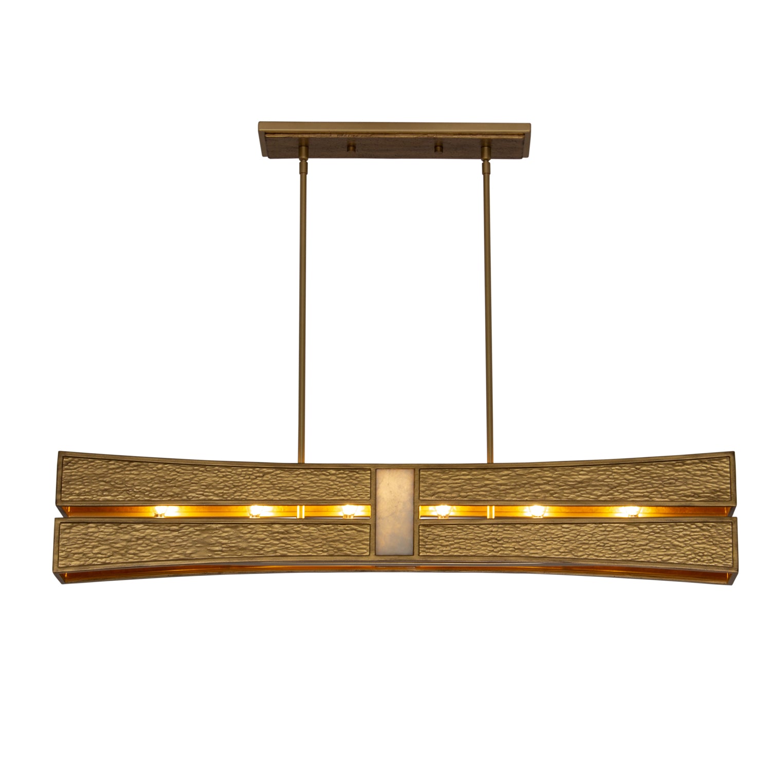 9'' Dos 6 Light Rustic Gold and Brushed Gold Linear Pendant