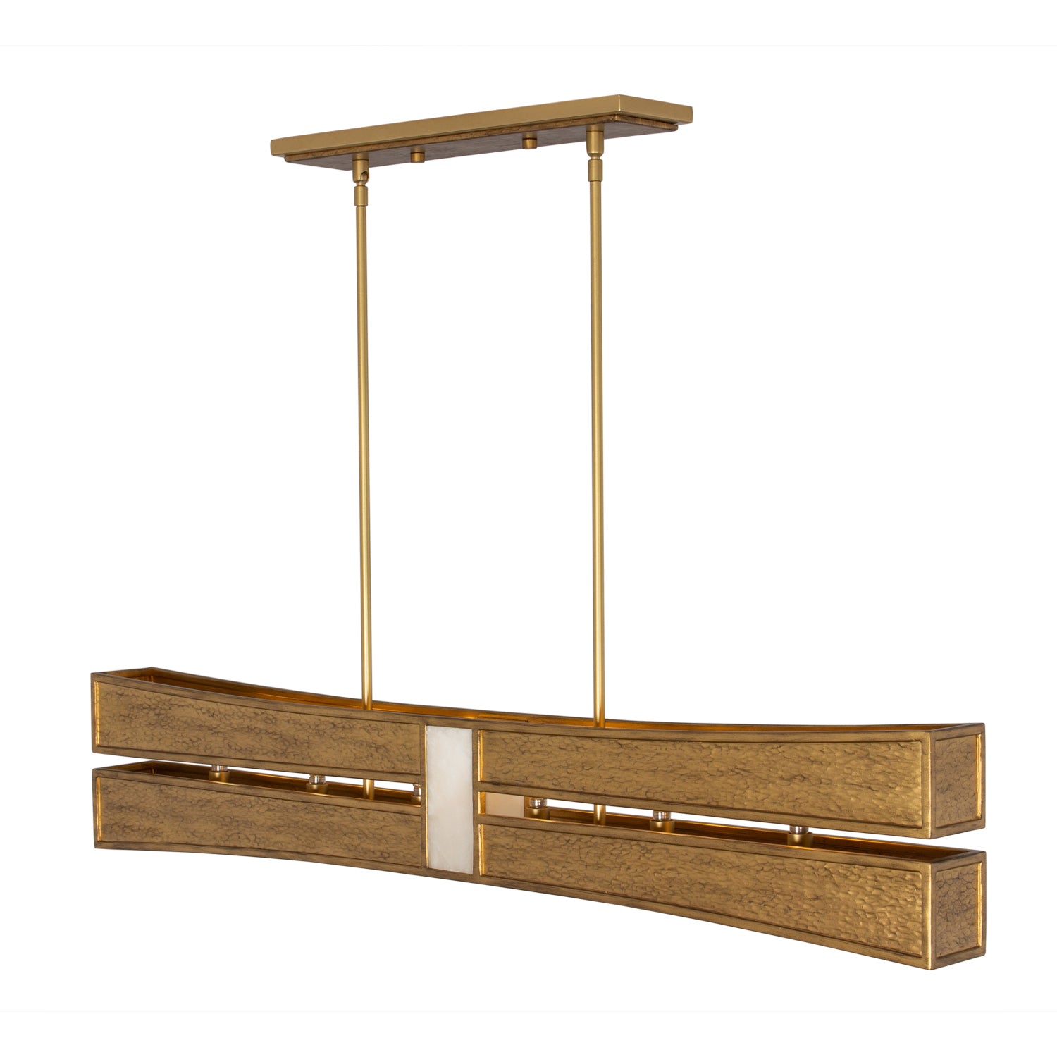 9'' Dos 6 Light Rustic Gold and Brushed Gold Linear Pendant