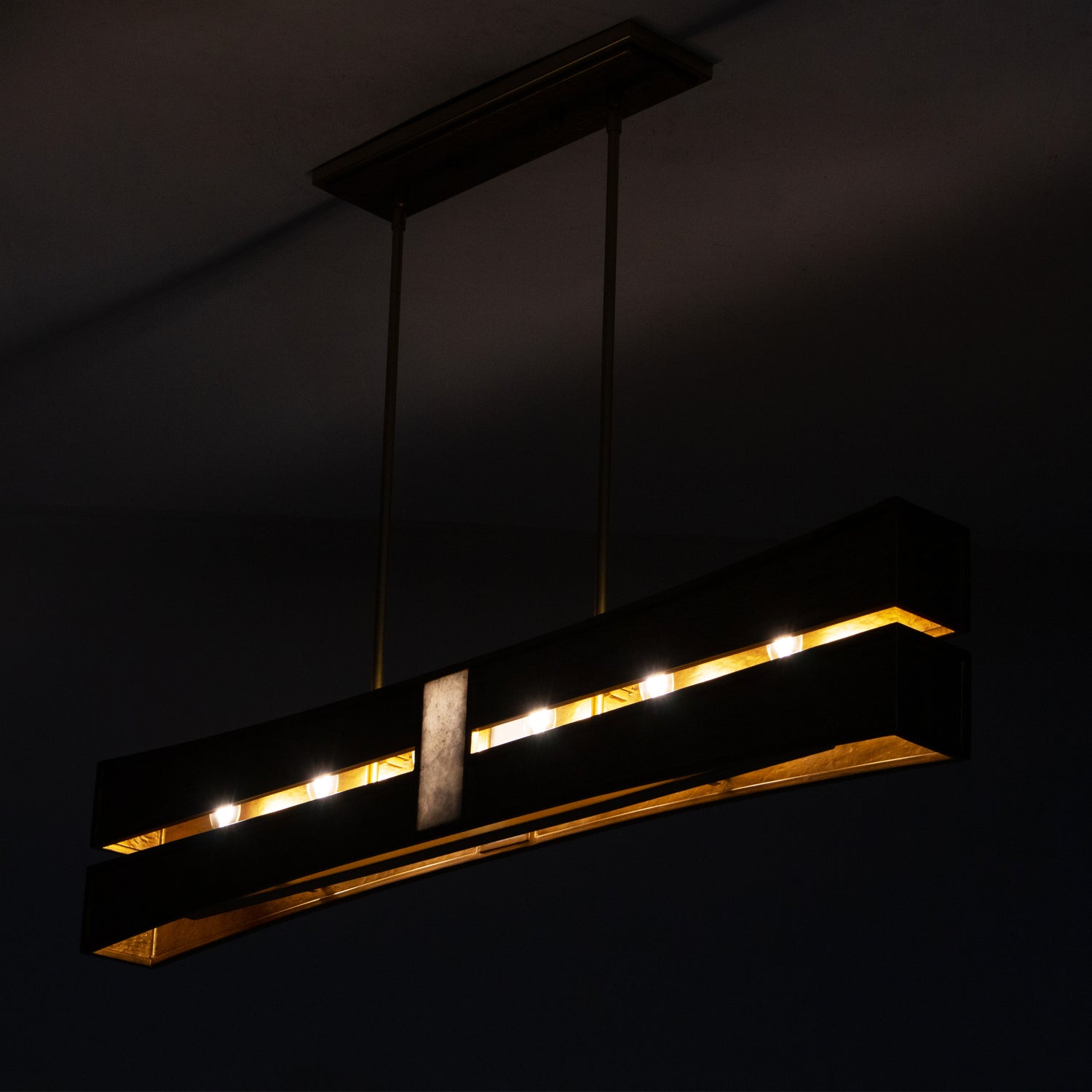 9'' Dos 6 Light Rustic Gold and Brushed Gold Linear Pendant