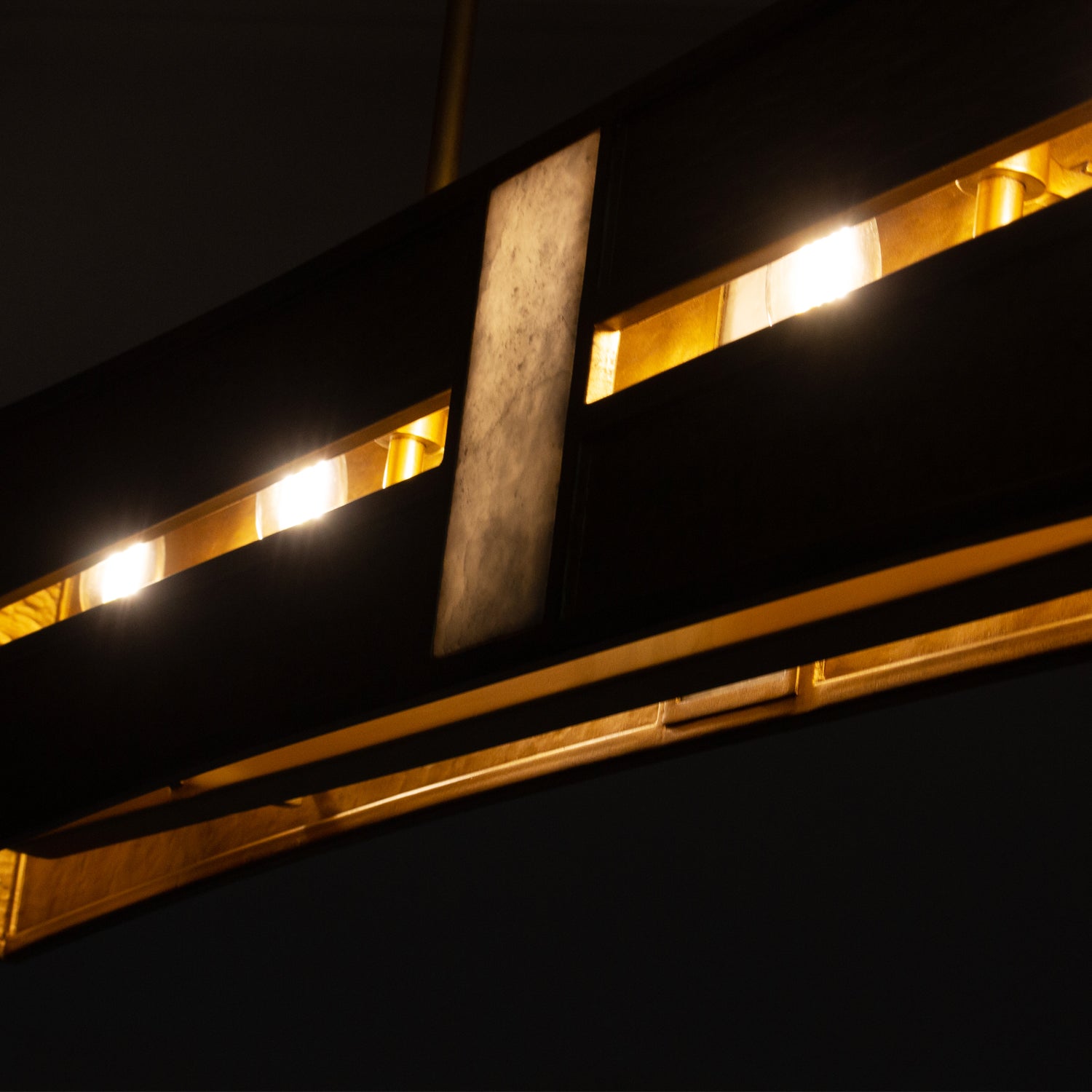 9'' Dos 6 Light Rustic Gold and Brushed Gold Linear Pendant