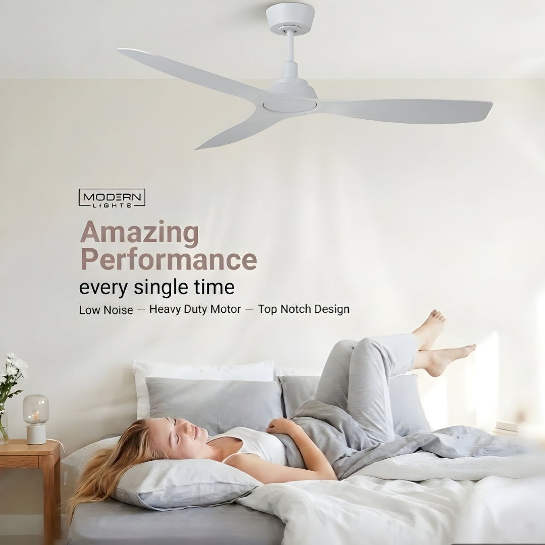 52 Inch Indoor Outdoor DC White Fan with Remote