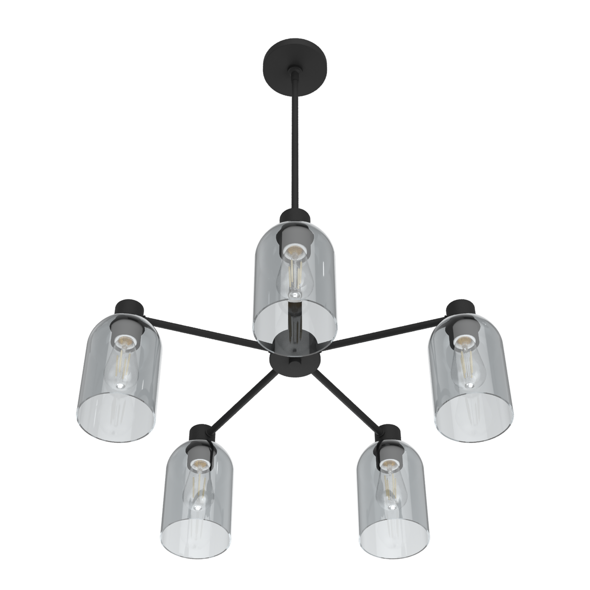 Lochemeade 26-inch 5-light Natural Black Iron Chandelier with Smoked Glass